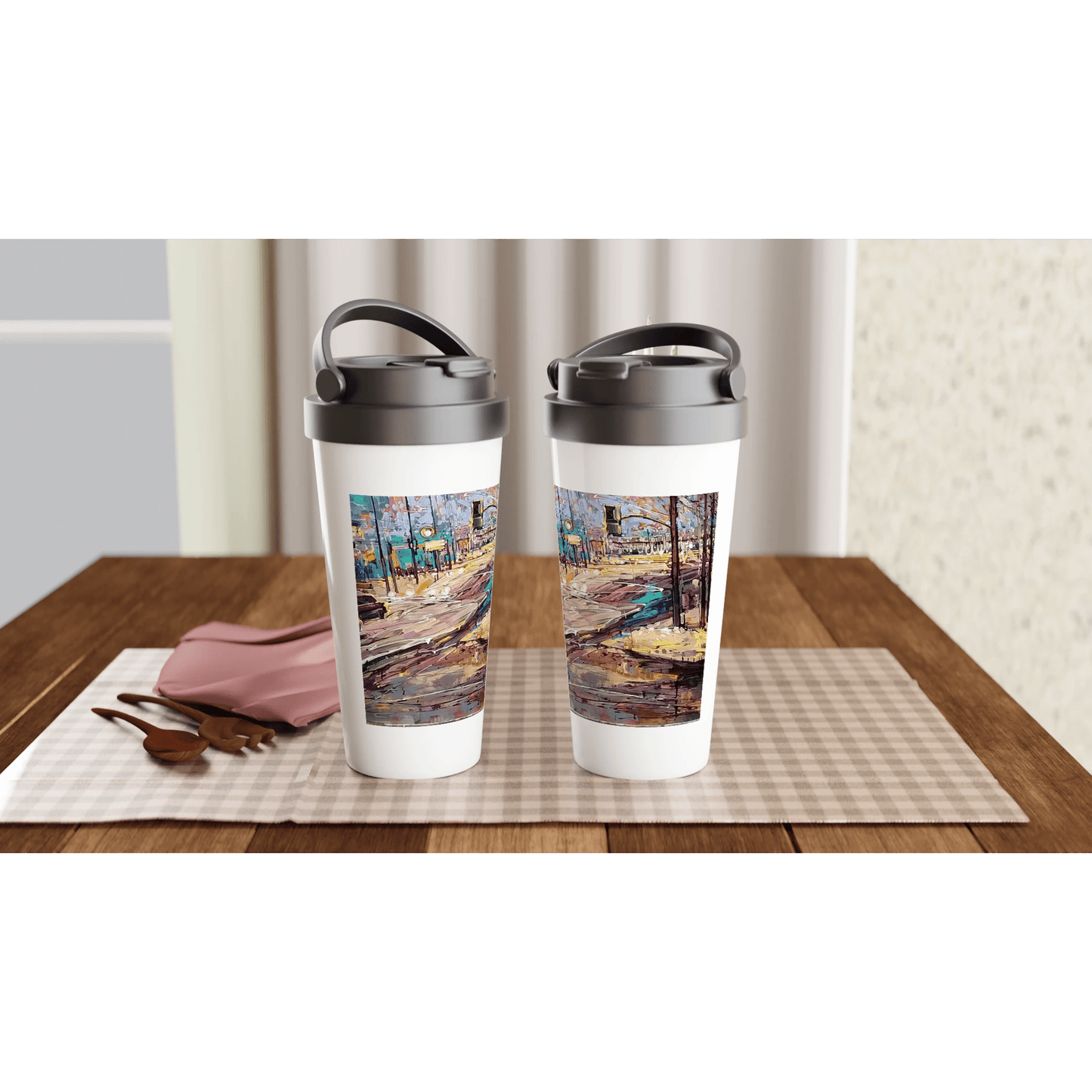 History of lights - White 15oz Stainless Steel Travel Mug - eduardgurevich