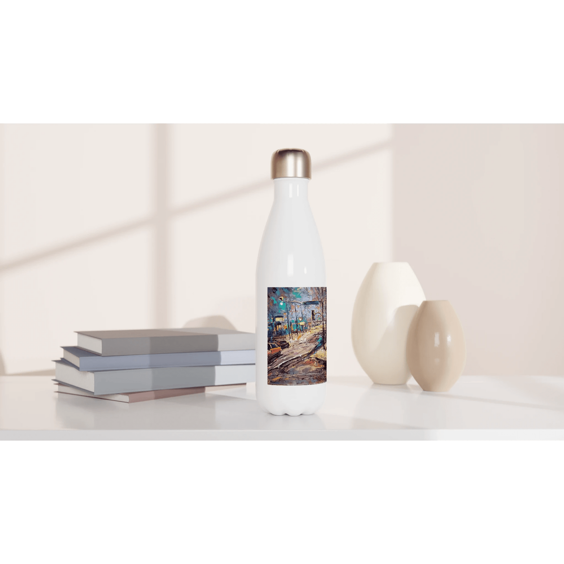 History of lights - White 17oz Stainless Steel Water Bottle - eduardgurevich