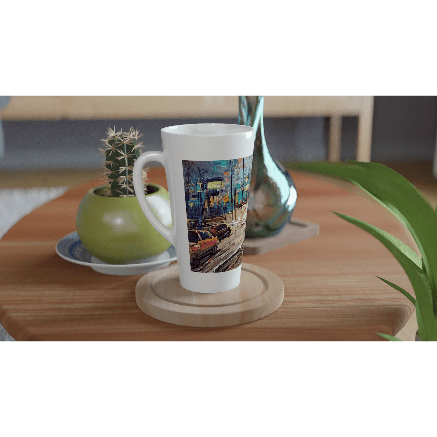 History of lights - White Latte 17oz Ceramic Mug - eduardgurevich