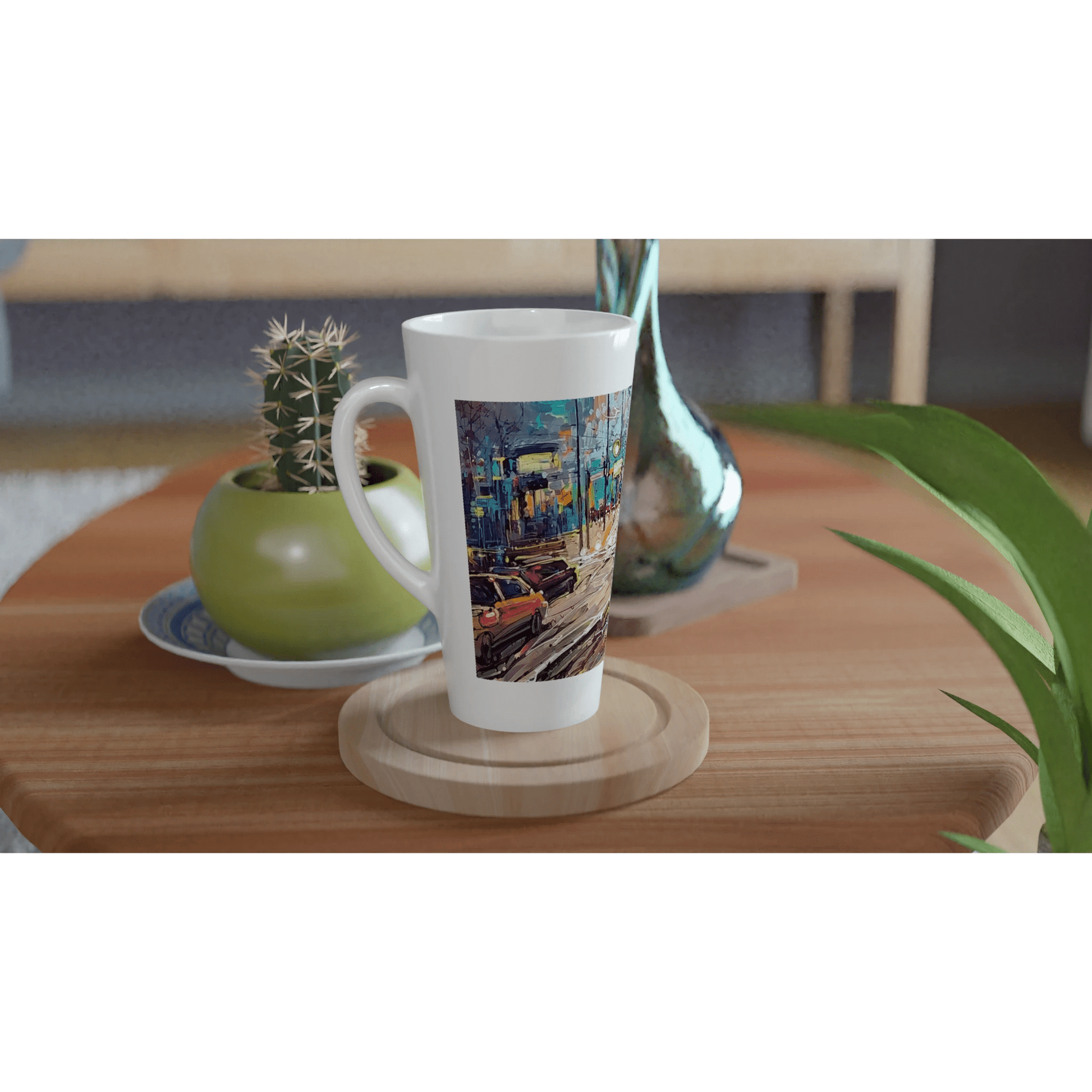 History of lights - White Latte 17oz Ceramic Mug - eduardgurevich