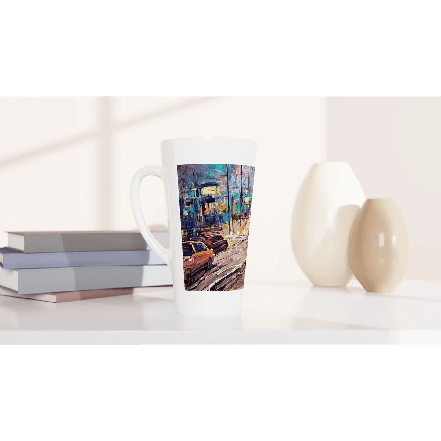 History of lights - White Latte 17oz Ceramic Mug - eduardgurevich
