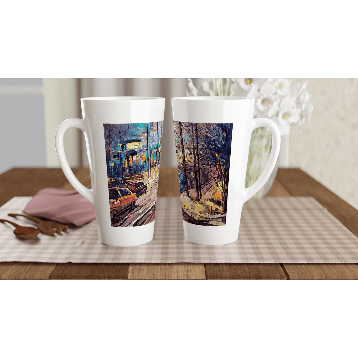 History of lights - White Latte 17oz Ceramic Mug - eduardgurevich