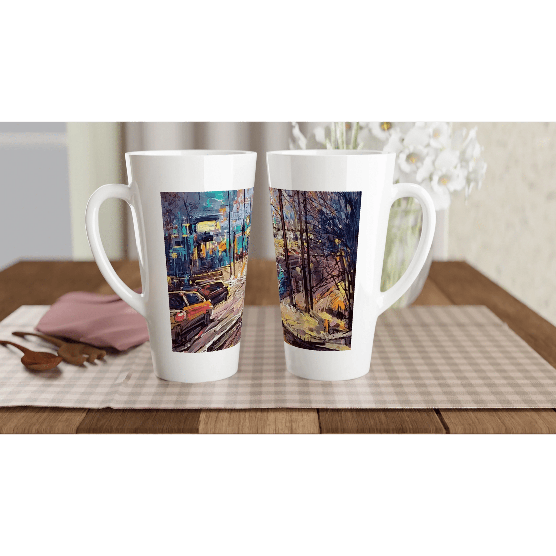 History of lights - White Latte 17oz Ceramic Mug - eduardgurevich