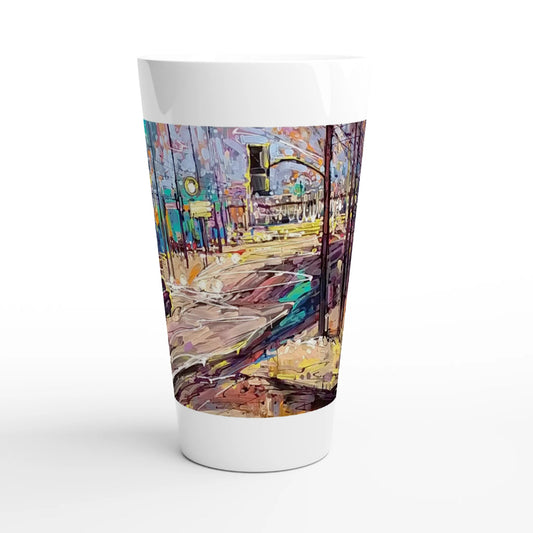 History of lights - White Latte 17oz Ceramic Mug - eduardgurevich