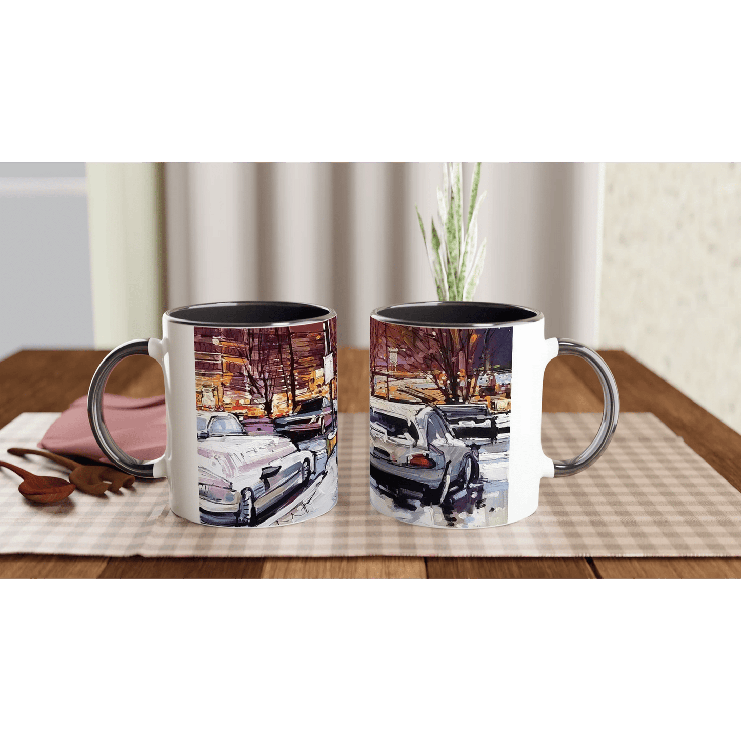 Life under the snow - White 11oz Ceramic Mug with Color Inside - eduardgurevich