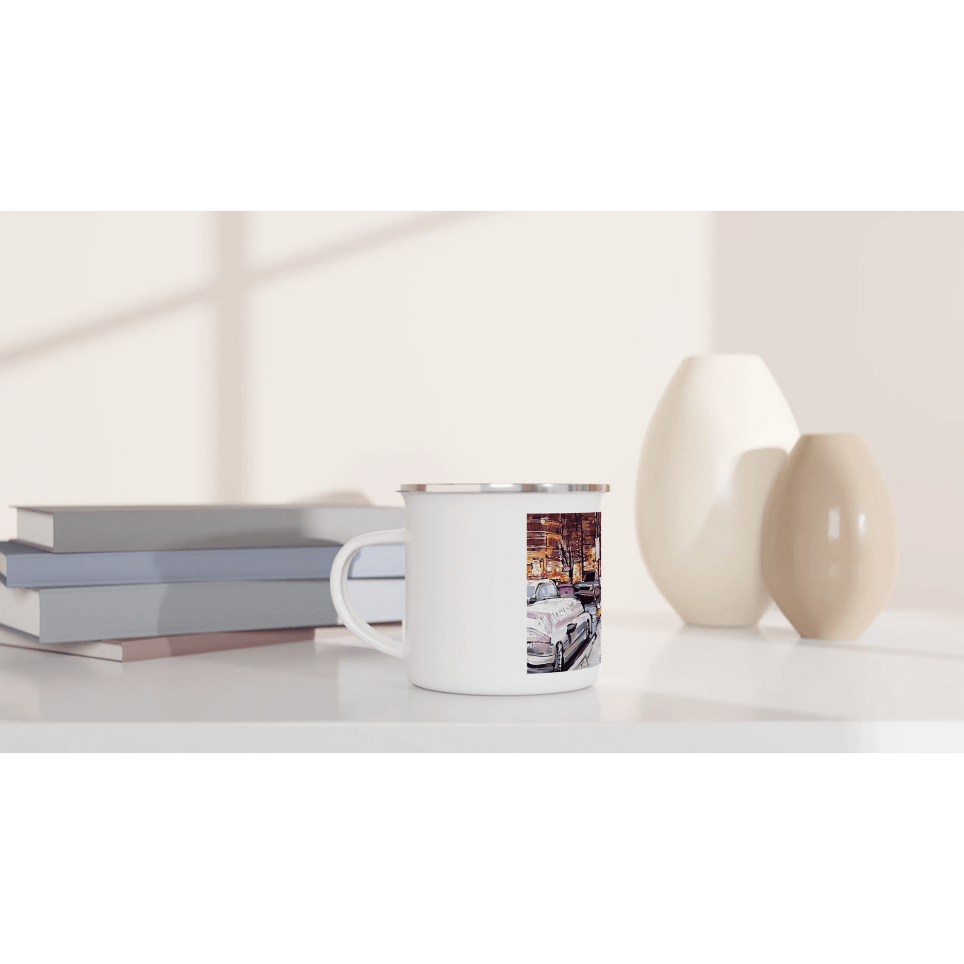 Life under the snow - White 12oz Enamel Mug - eduardgurevich