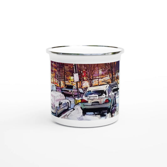 Life under the snow - White 12oz Enamel Mug - eduardgurevich