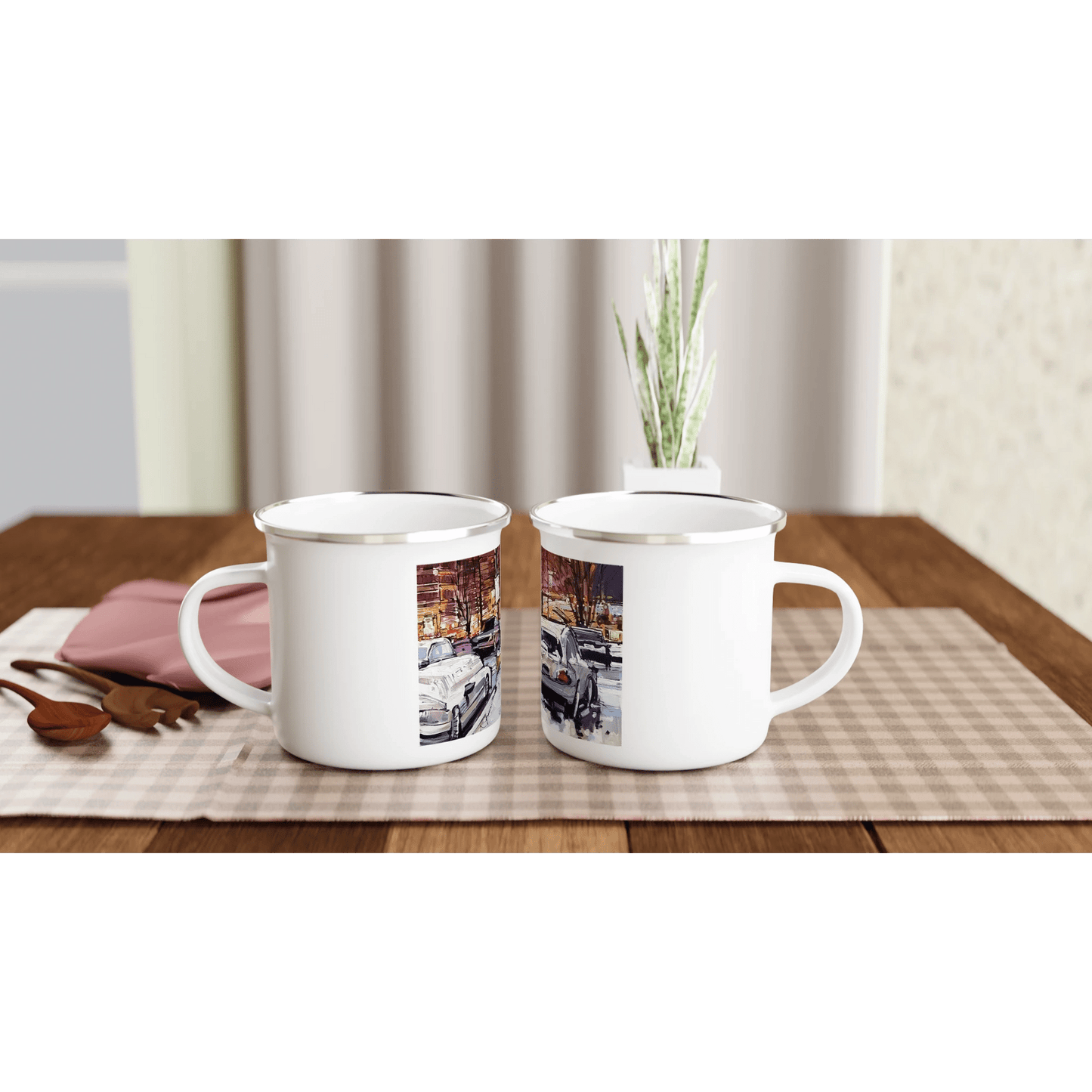 Life under the snow - White 12oz Enamel Mug - eduardgurevich
