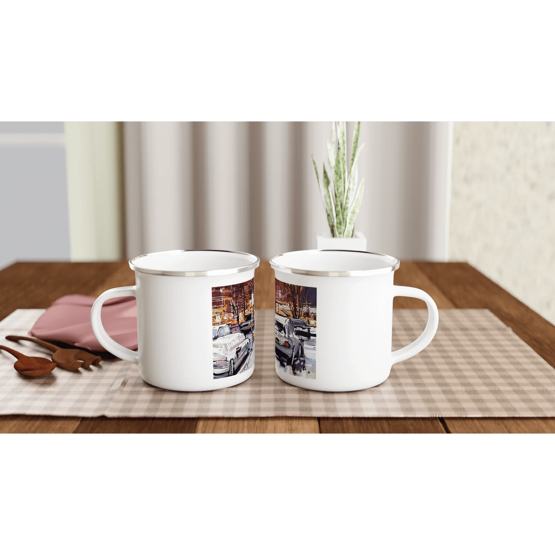 Life under the snow - White 12oz Enamel Mug - eduardgurevich