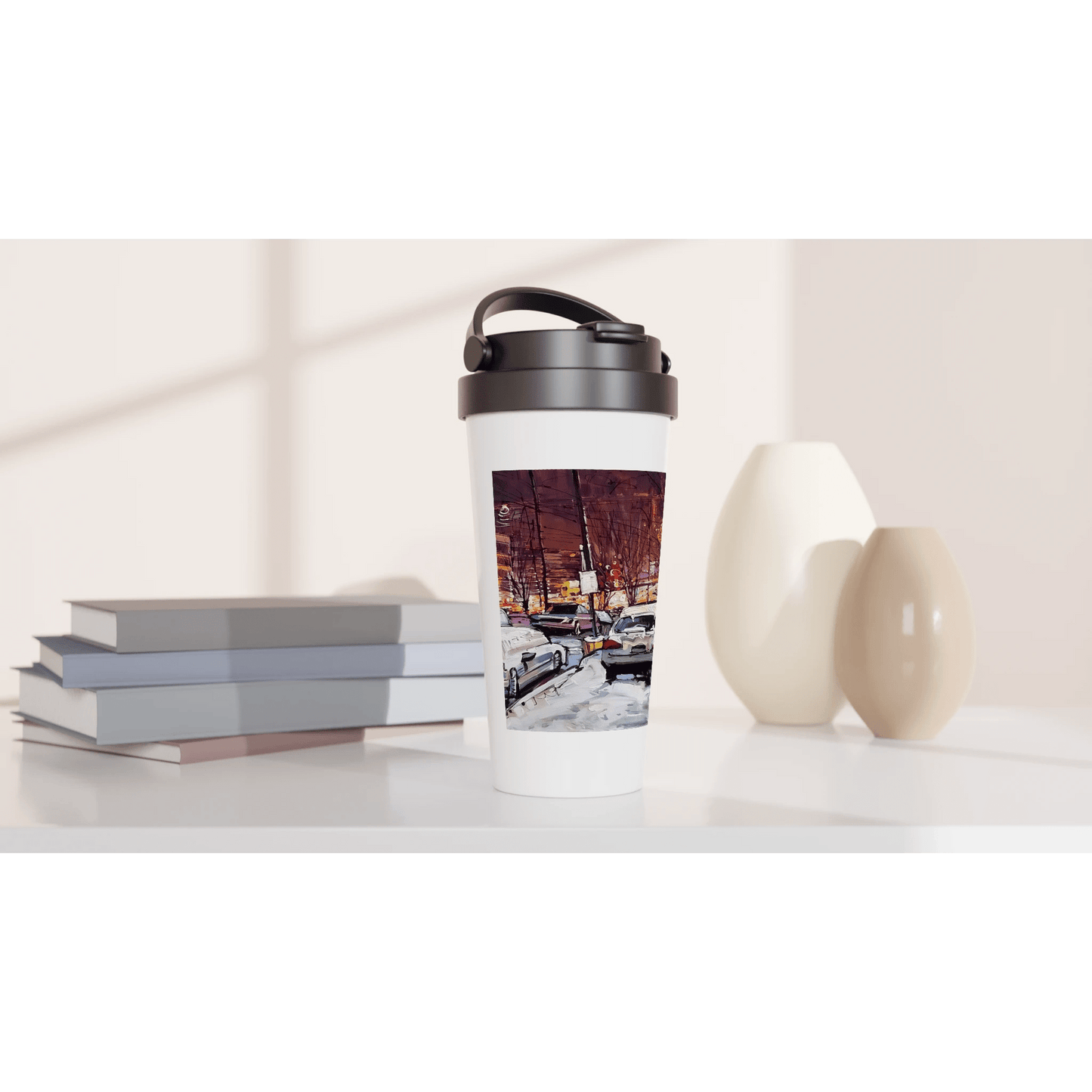 Life under the snow - White 15oz Stainless Steel Travel Mug - eduardgurevich
