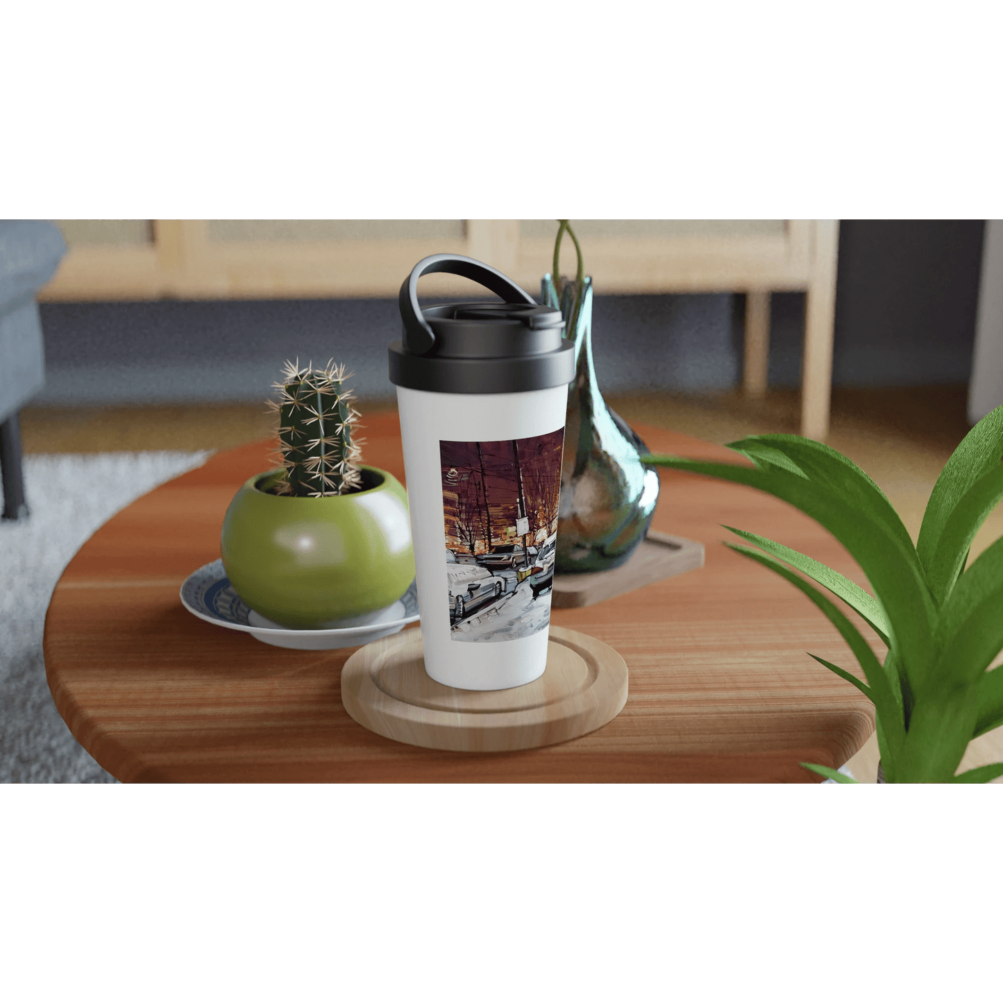 Life under the snow - White 15oz Stainless Steel Travel Mug - eduardgurevich