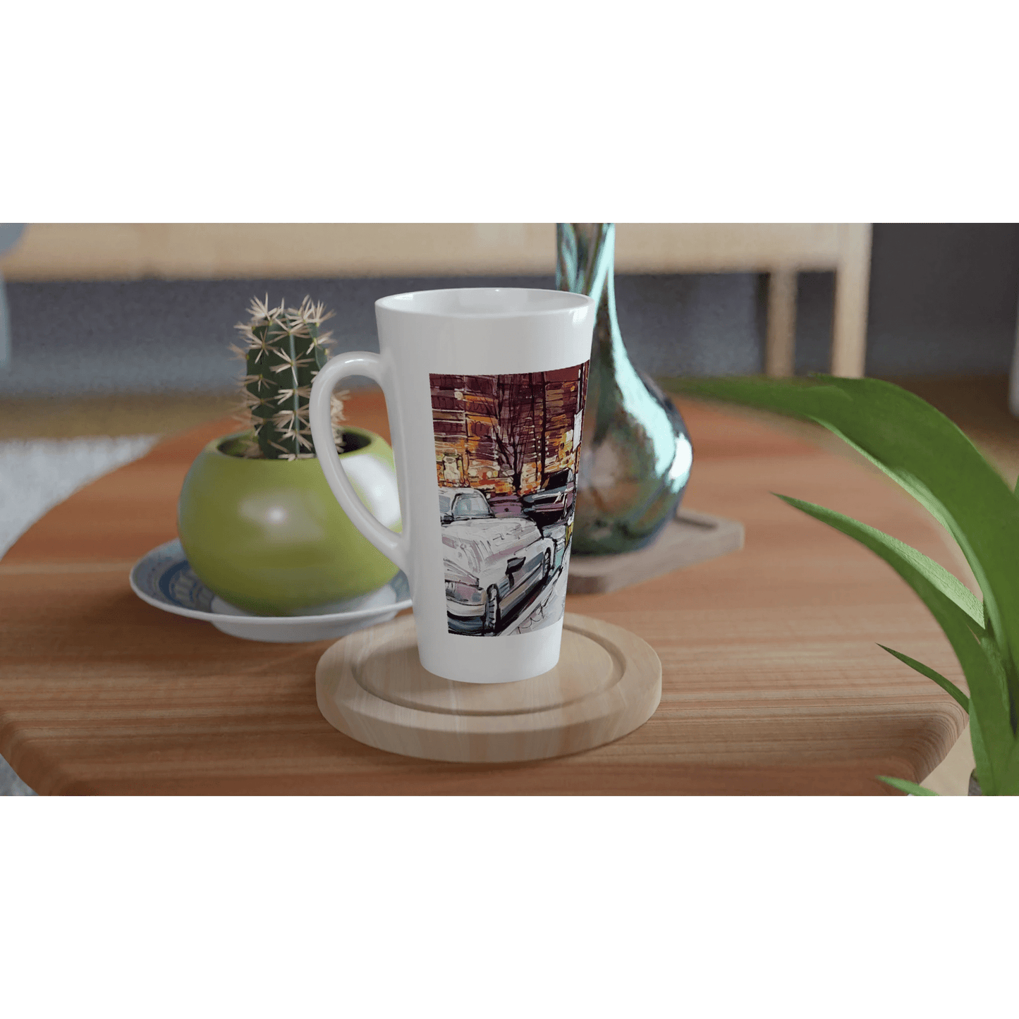 Life under the snow - White Latte 17oz Ceramic Mug - eduardgurevich