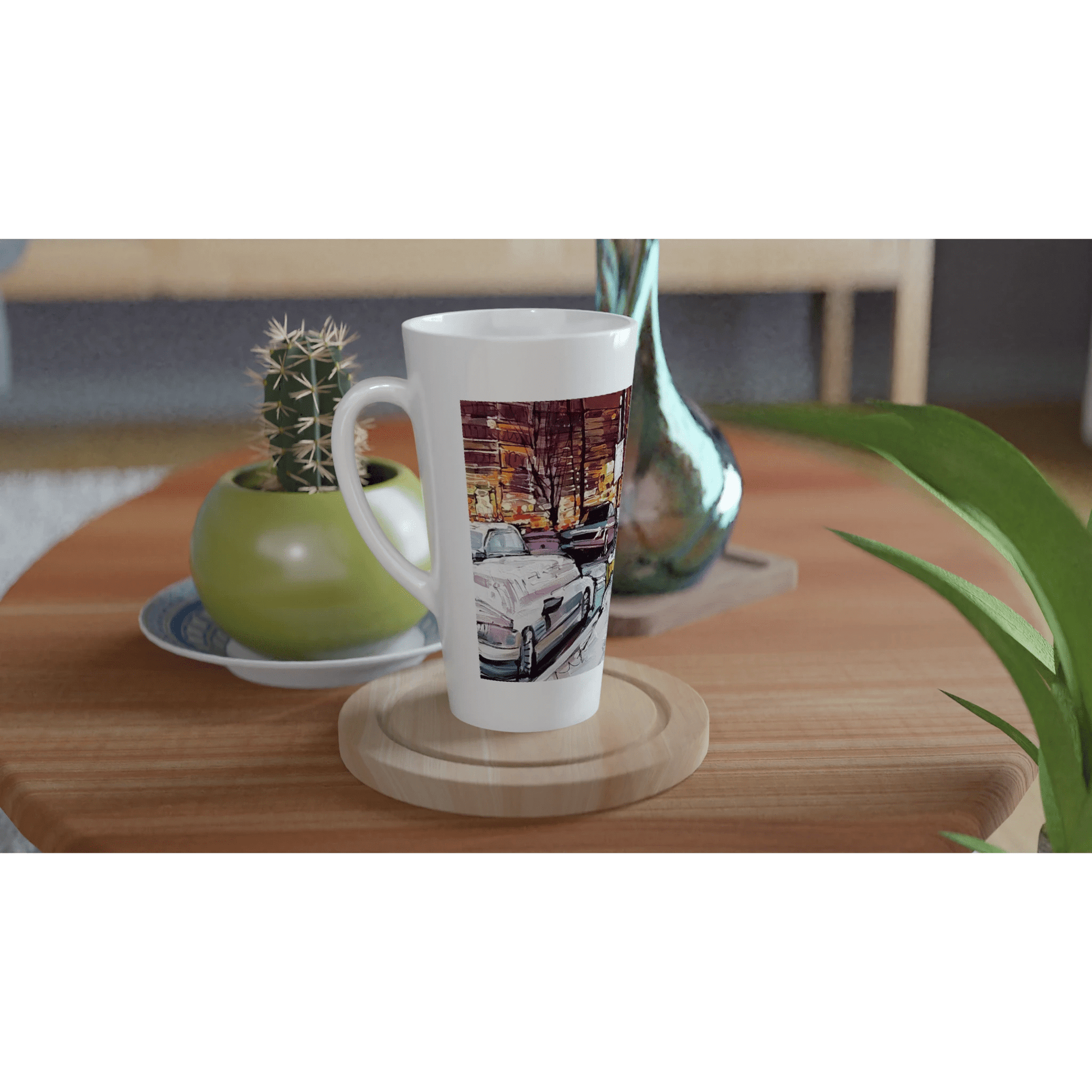 Life under the snow - White Latte 17oz Ceramic Mug - eduardgurevich