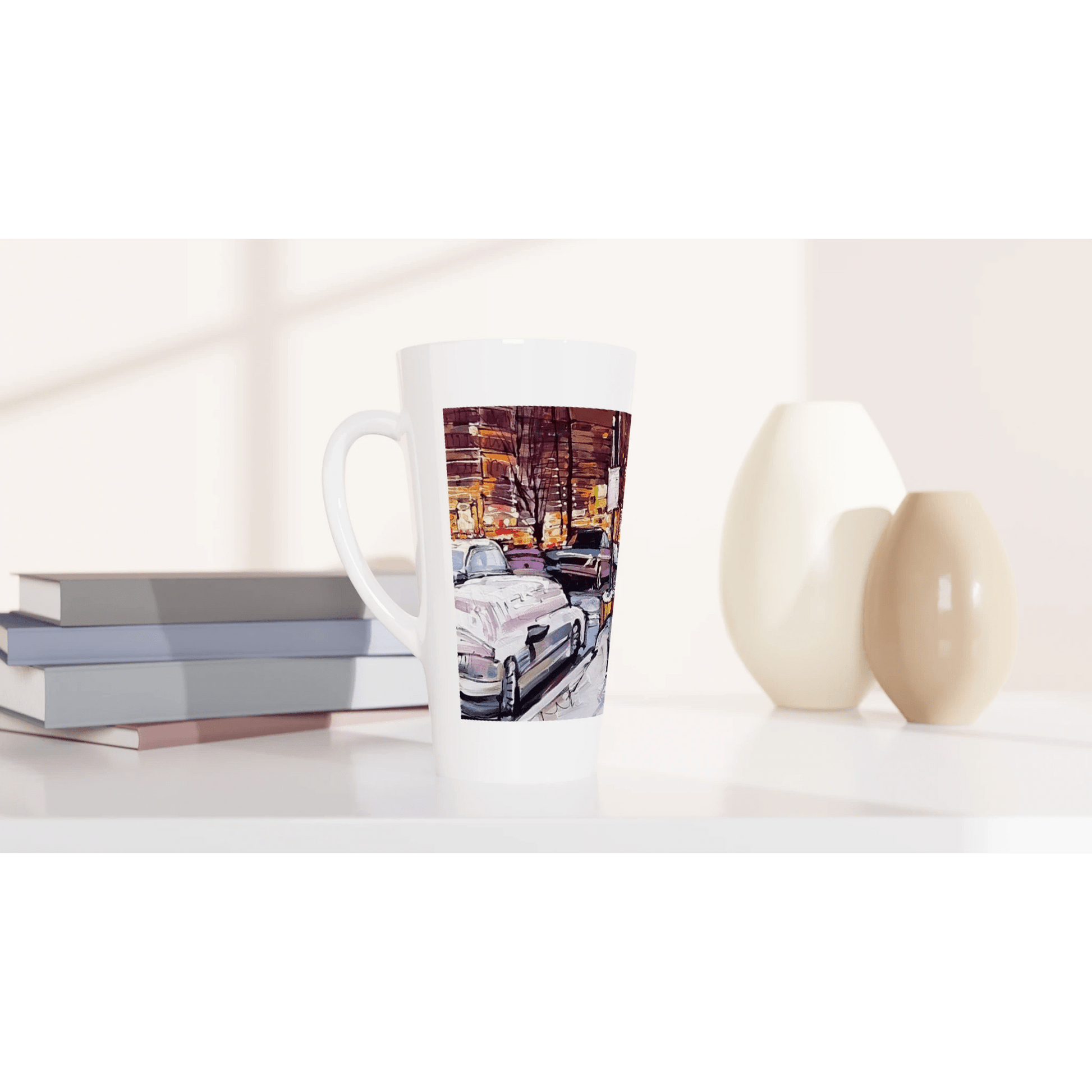 Life under the snow - White Latte 17oz Ceramic Mug - eduardgurevich