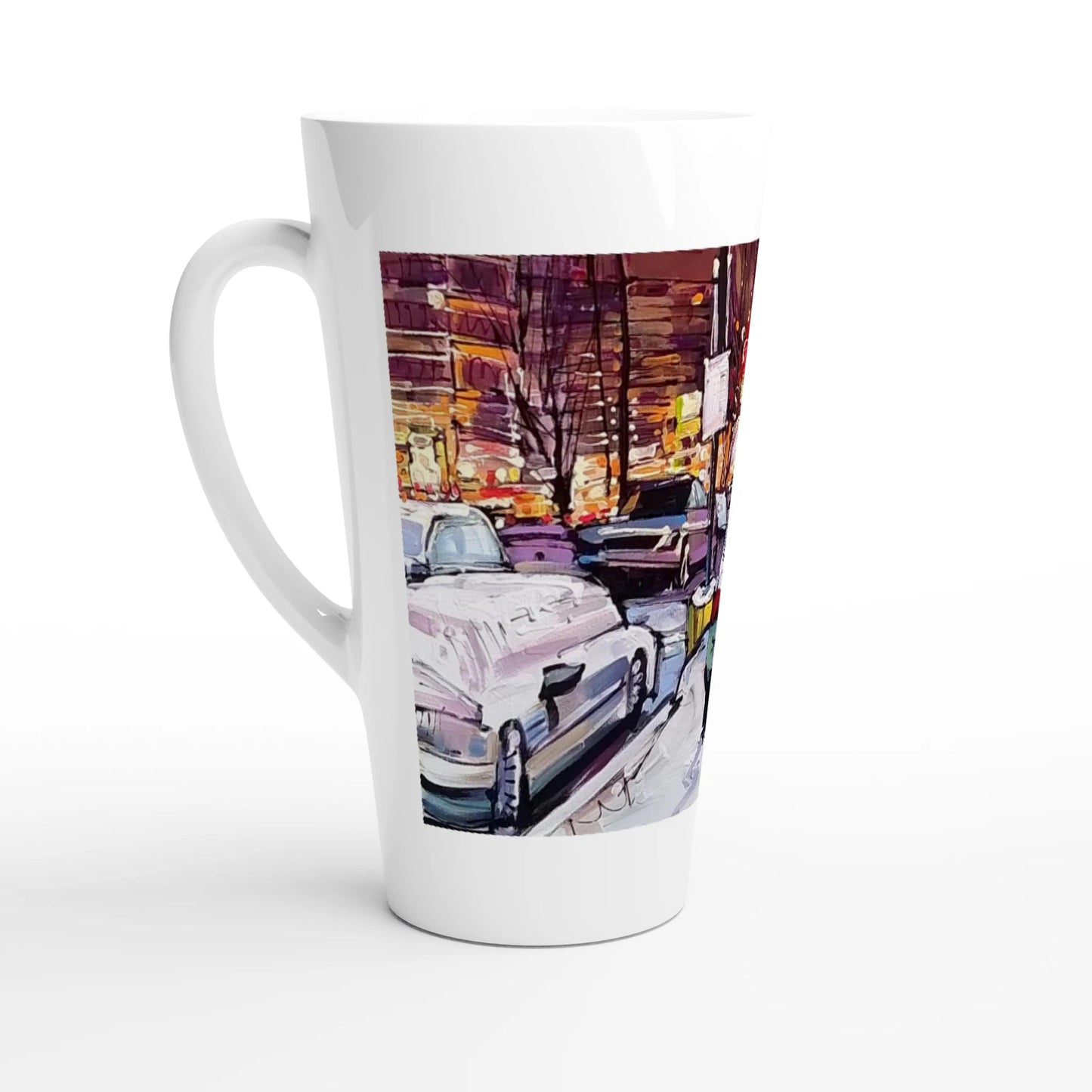 Life under the snow - White Latte 17oz Ceramic Mug - eduardgurevich