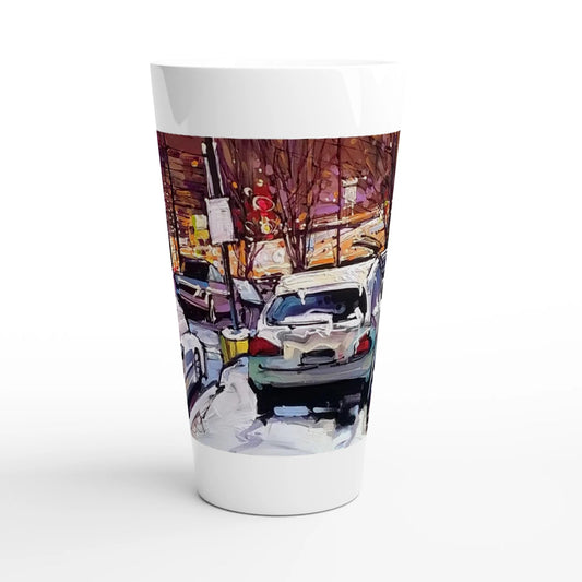 Life under the snow - White Latte 17oz Ceramic Mug - eduardgurevich