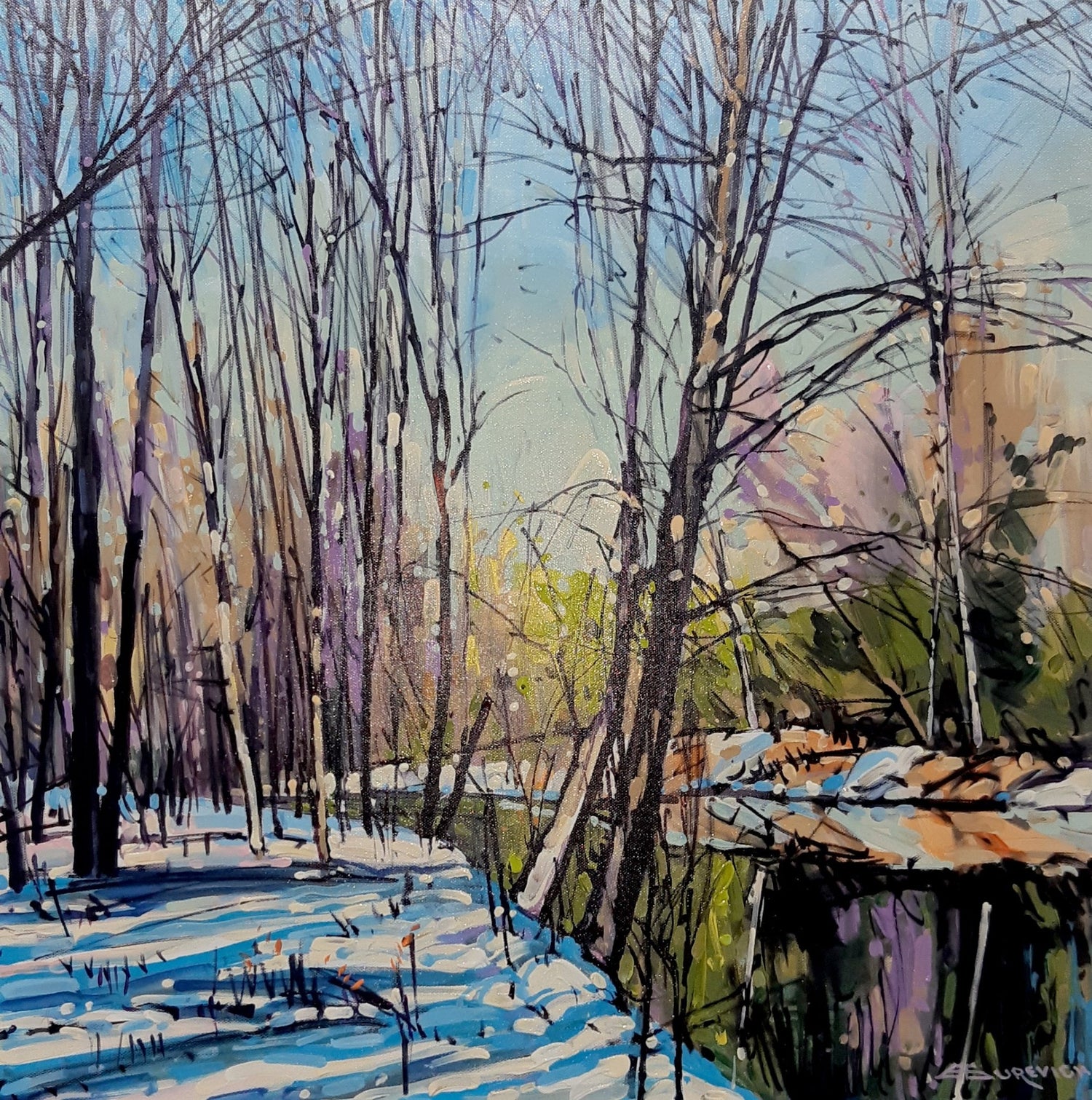Meanwhile at the river - eduardgurevich Acrylic 30x24