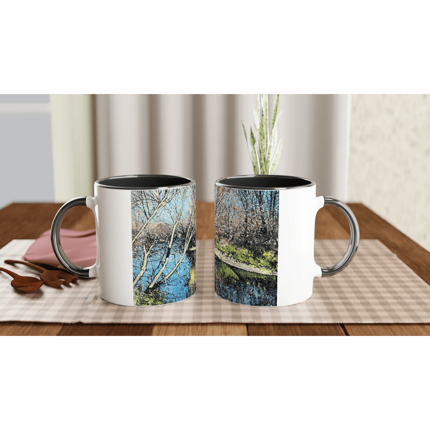 Mirror - White 11oz Ceramic Mug with Color Inside - eduardgurevich