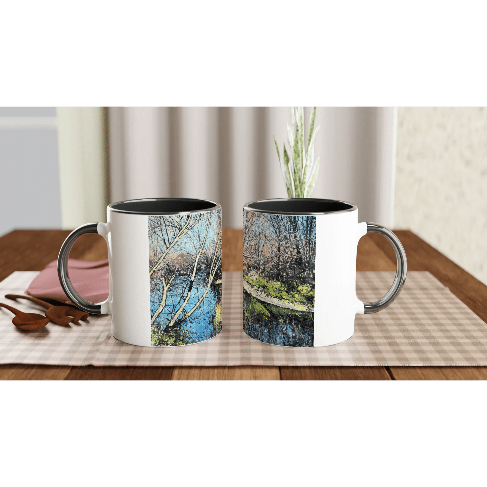 Mirror - White 11oz Ceramic Mug with Color Inside - eduardgurevich