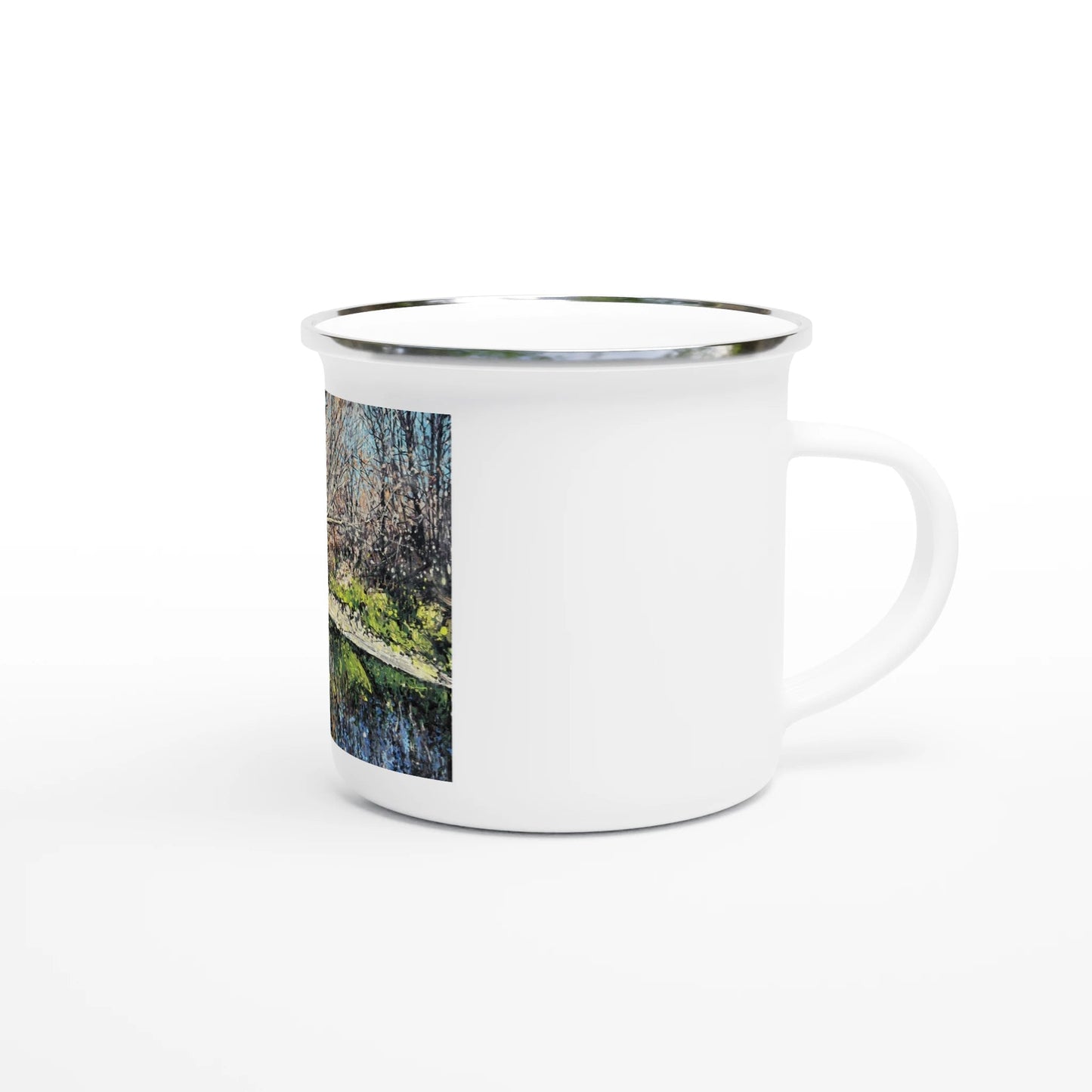 Mirror - White 12oz Enamel Mug - eduardgurevich