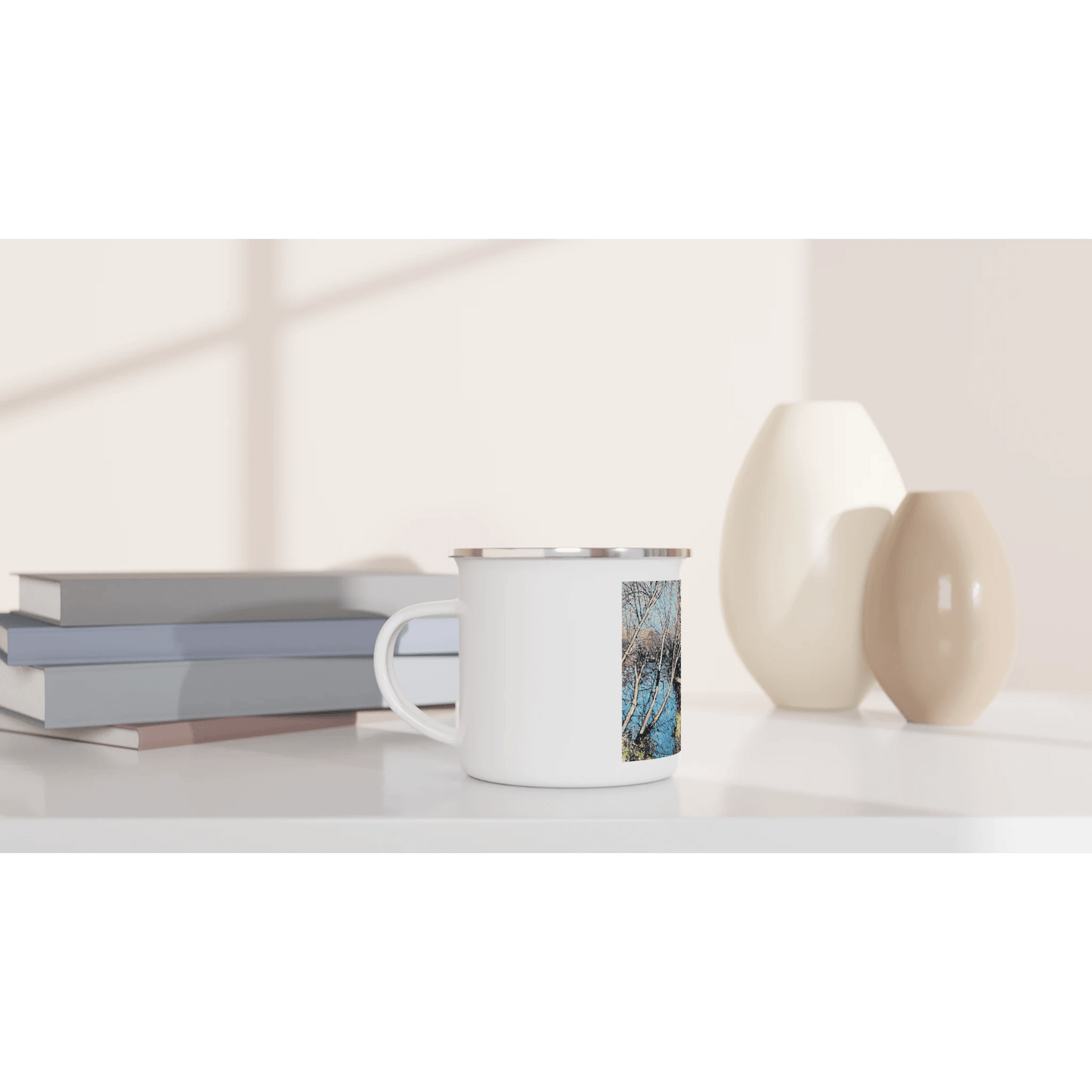 Mirror - White 12oz Enamel Mug - eduardgurevich