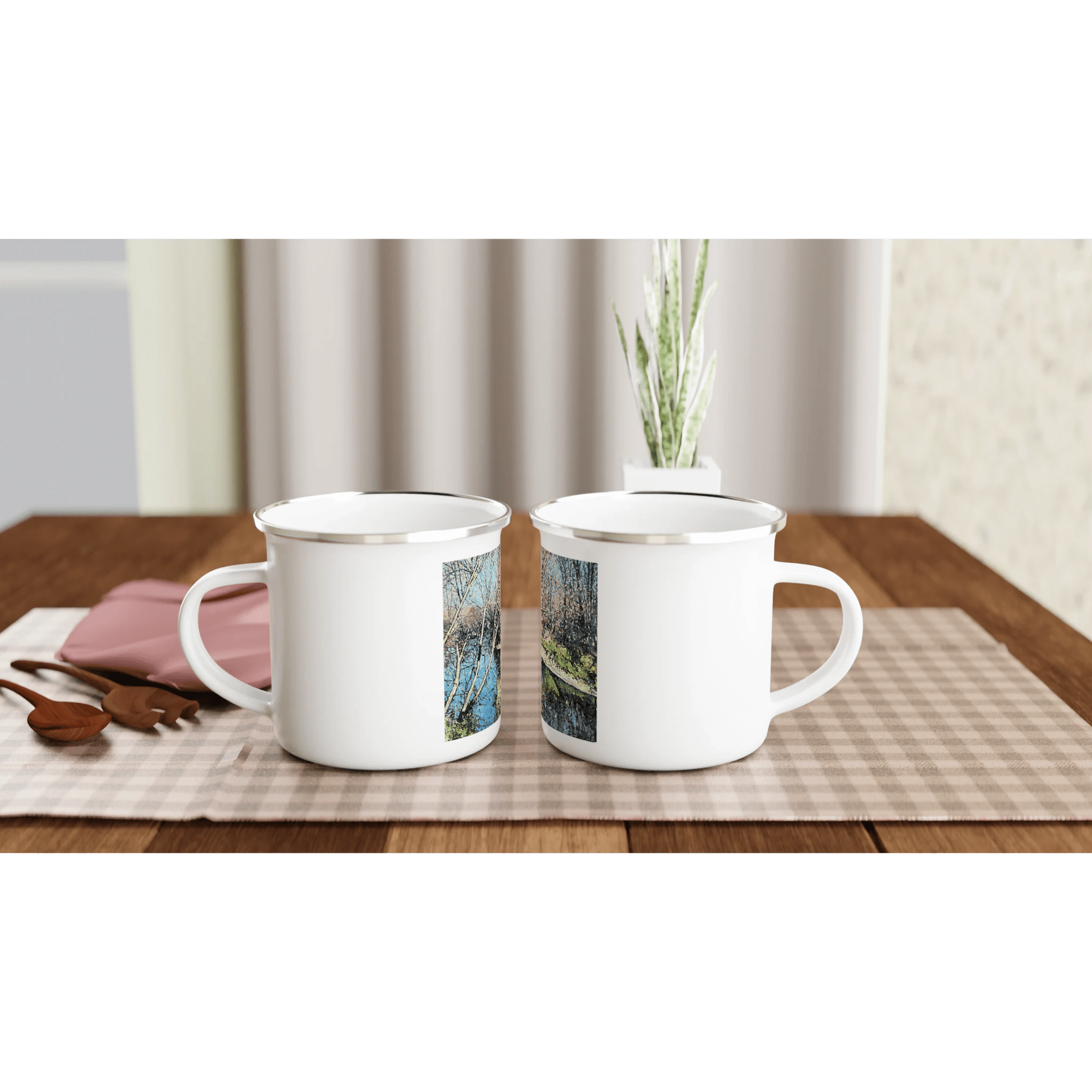 Mirror - White 12oz Enamel Mug - eduardgurevich