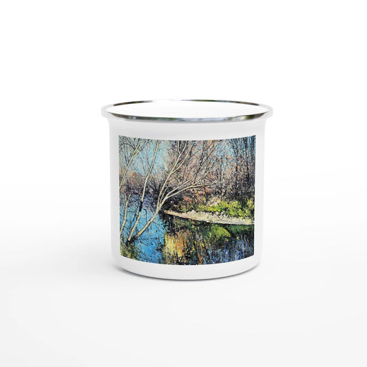 Mirror - White 12oz Enamel Mug - eduardgurevich