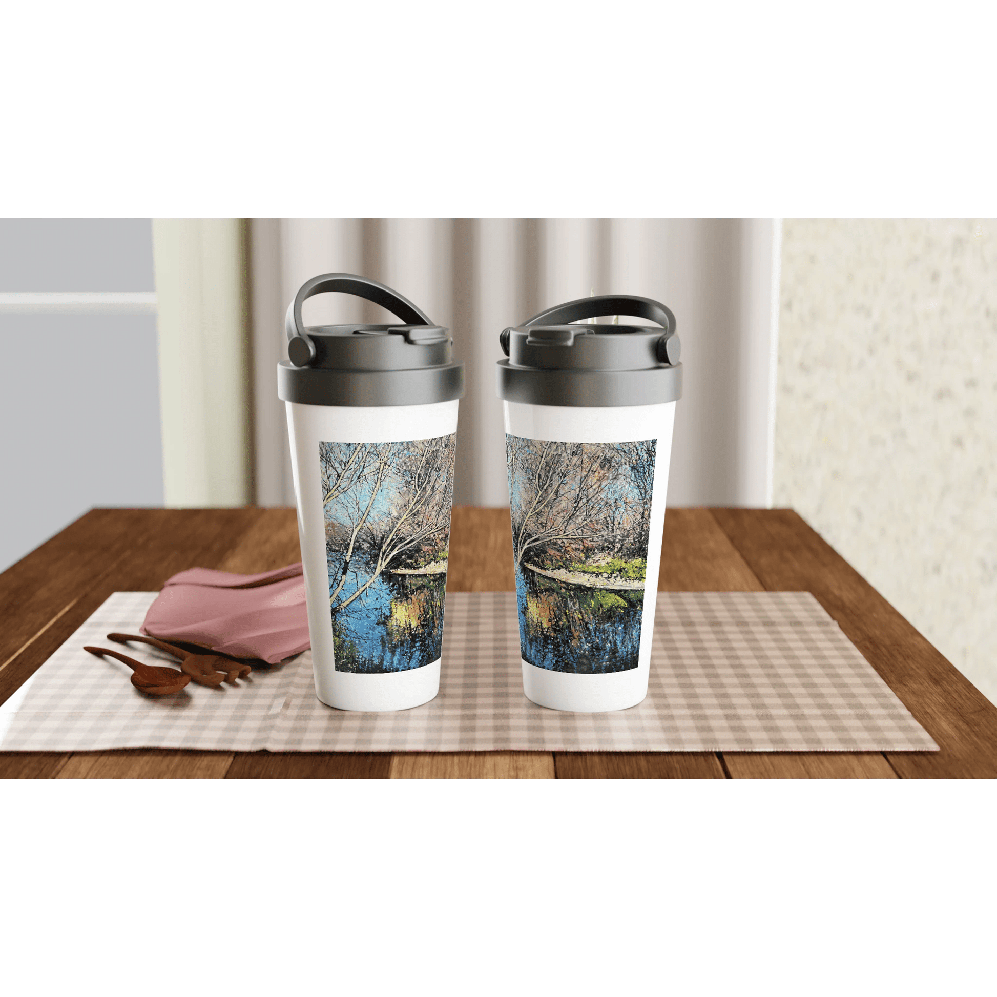 Mirror - White 15oz Stainless Steel Travel Mug - eduardgurevich
