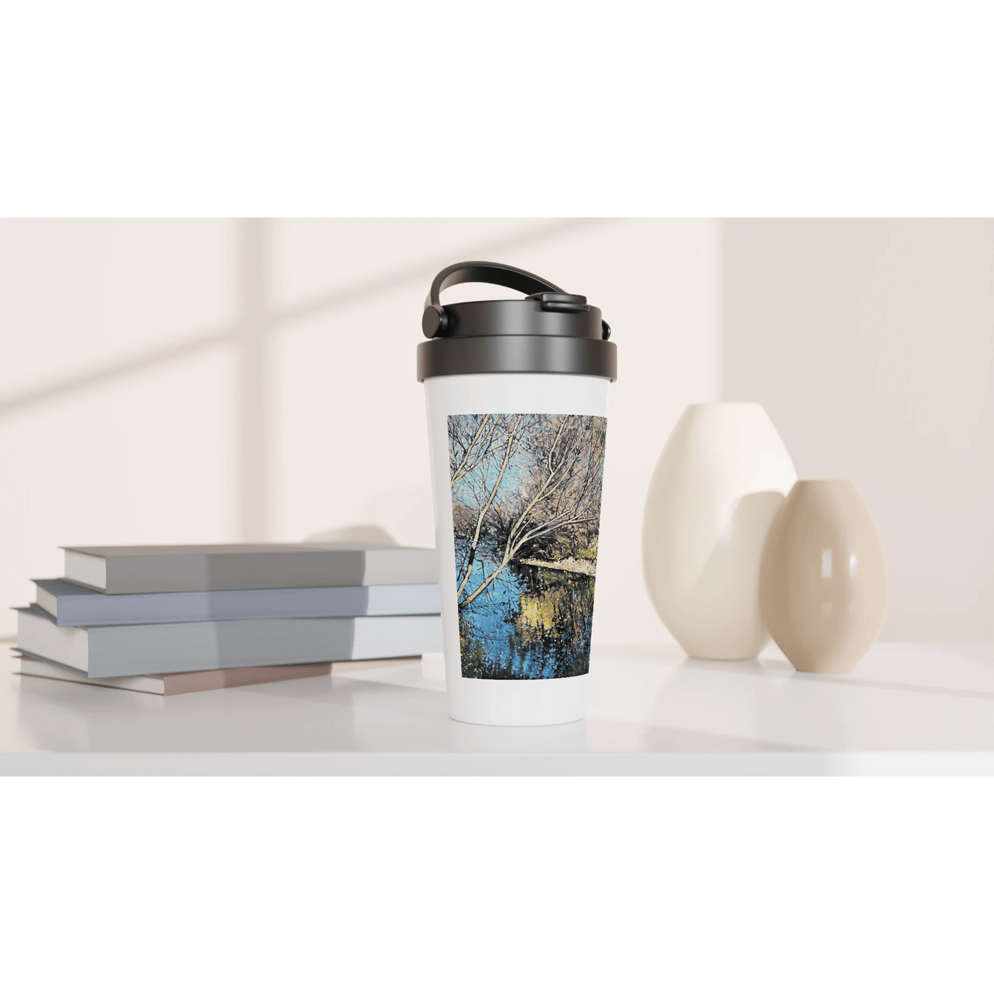 Mirror - White 15oz Stainless Steel Travel Mug - eduardgurevich