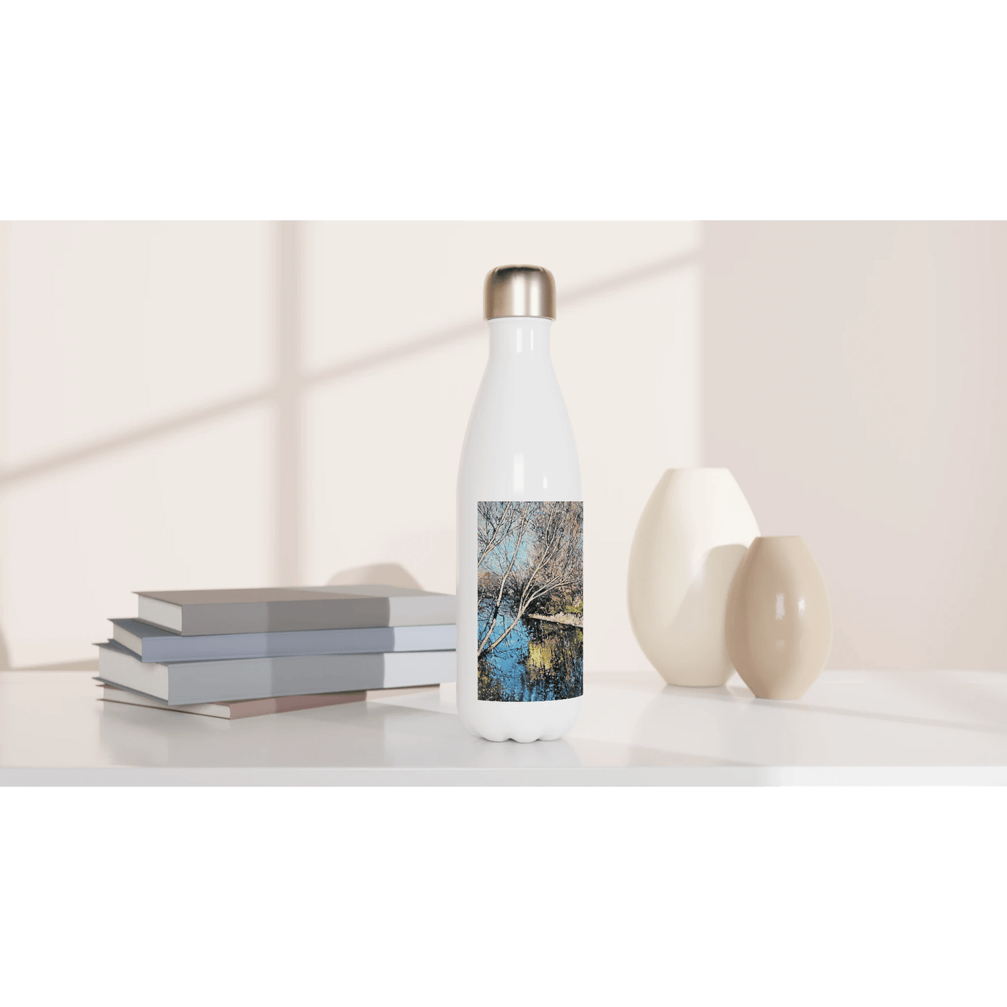 Mirror - White 17oz Stainless Steel Water Bottle - eduardgurevich