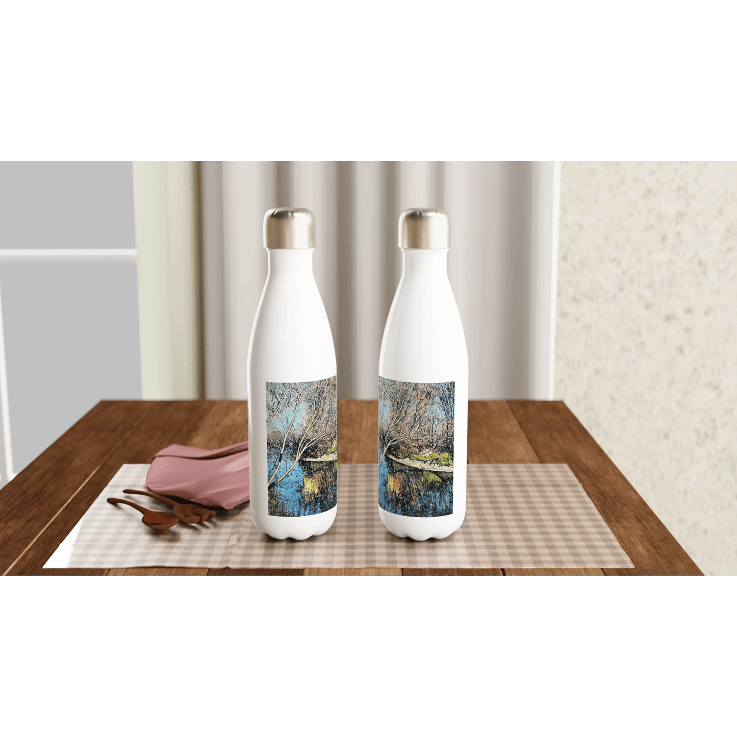 Mirror - White 17oz Stainless Steel Water Bottle - eduardgurevich