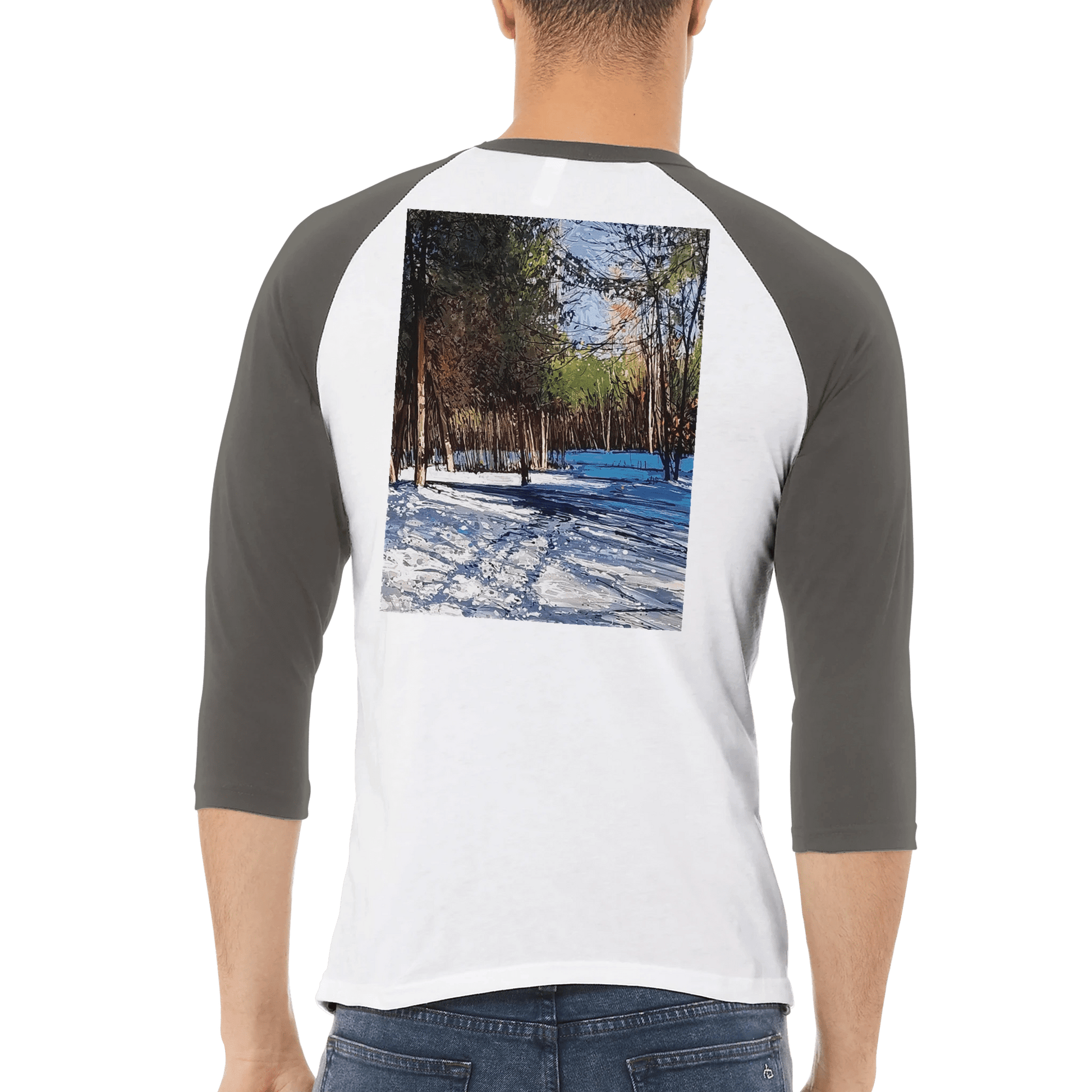 Outer space - Unisex 3/4 sleeve Raglan T-shirt - eduardgurevich S White and Asphalt
