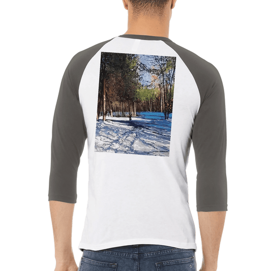 Outer space - Unisex 3/4 sleeve Raglan T-shirt - eduardgurevich S White and Asphalt