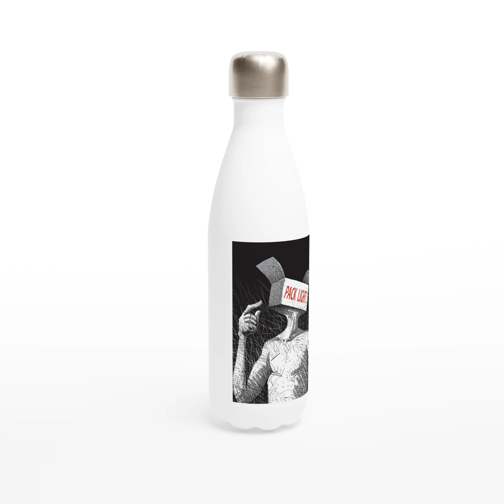 Pack light illustration - White 17oz Stainless Steel Water Bottle - eduardgurevich