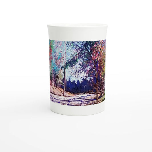 Road twist - White 10oz Porcelain Slim Mug - eduardgurevich
