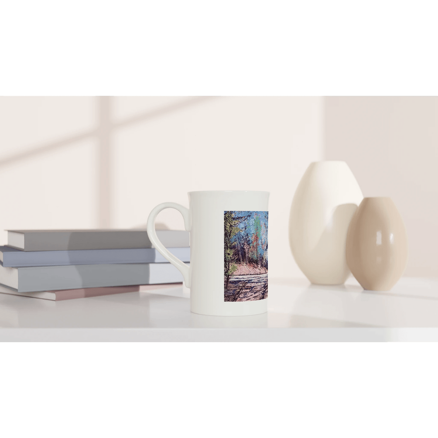 Road twist - White 10oz Porcelain Slim Mug - eduardgurevich