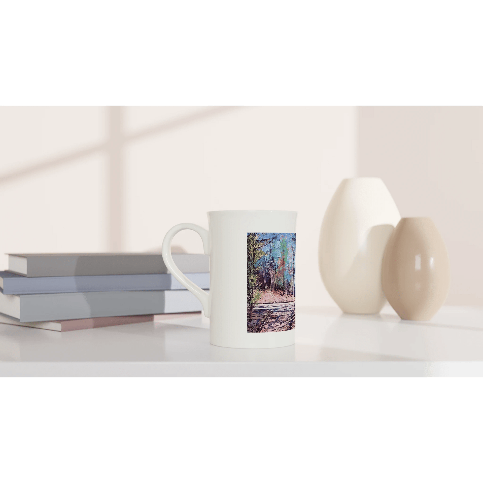Road twist - White 10oz Porcelain Slim Mug - eduardgurevich