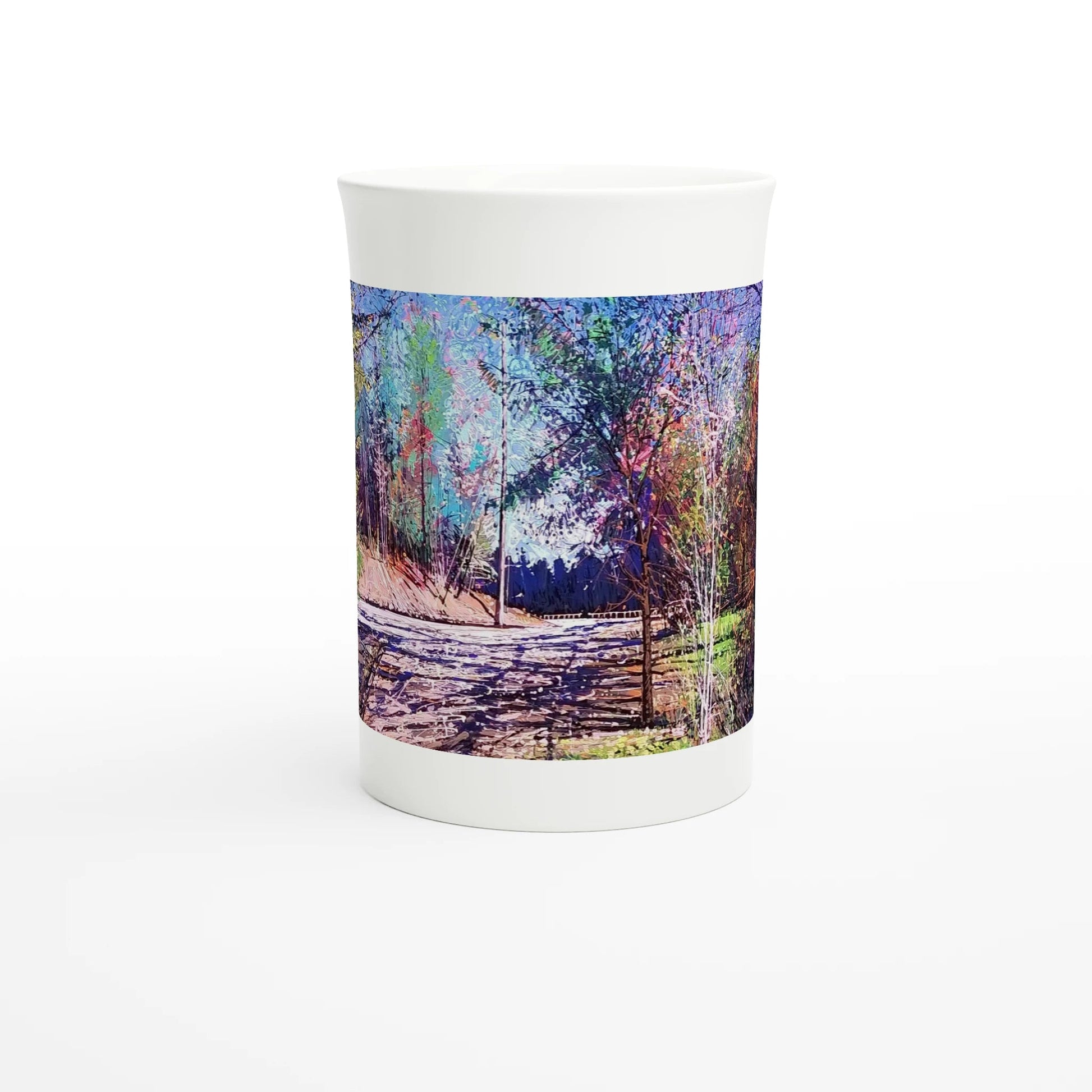 Road twist - White 10oz Porcelain Slim Mug - eduardgurevich