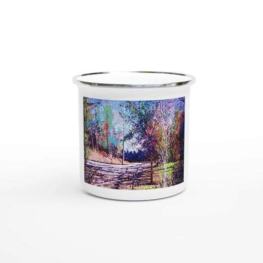 Road twist - White 12oz Enamel Mug - eduardgurevich