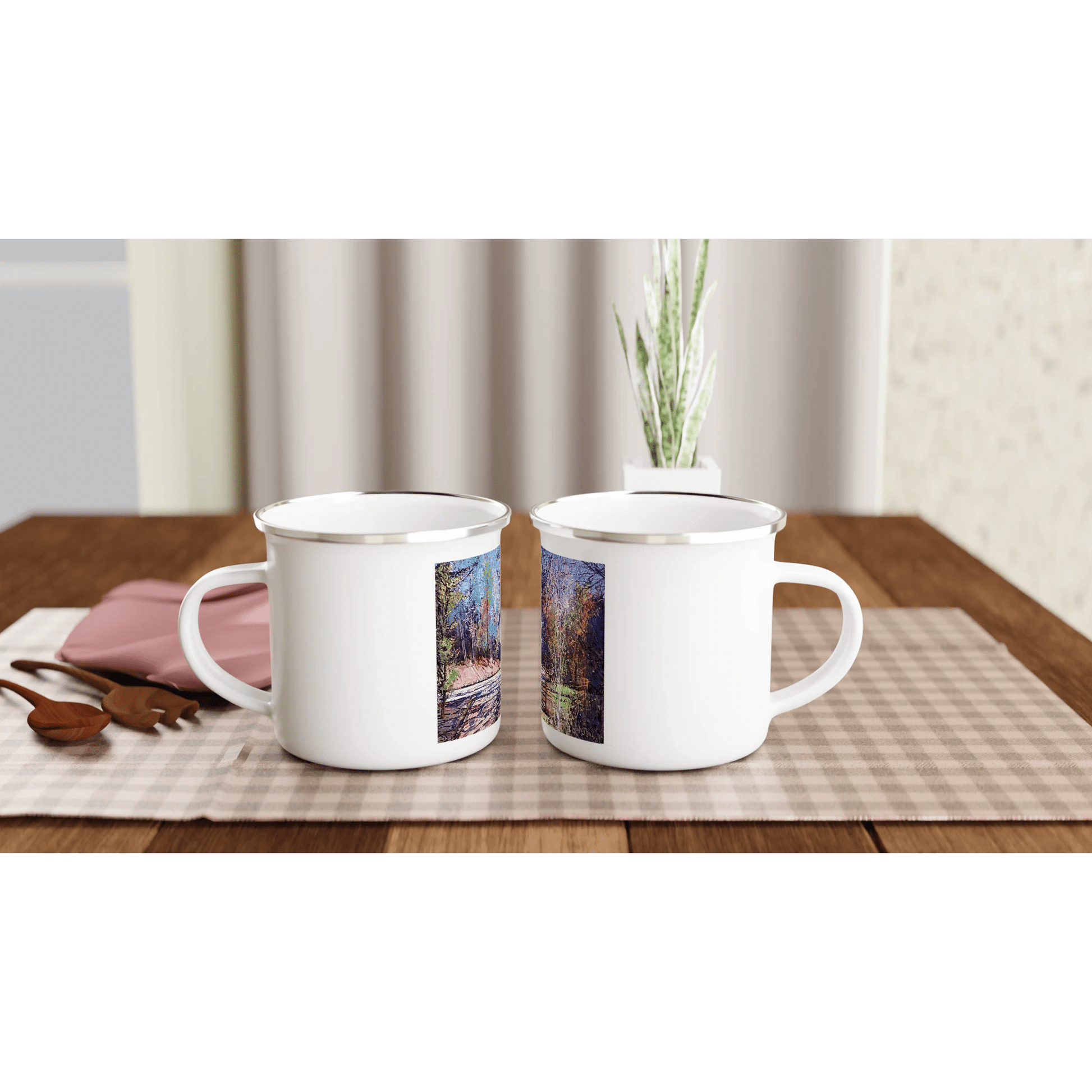 Road twist - White 12oz Enamel Mug - eduardgurevich
