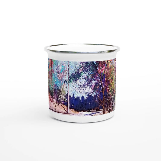 Road twist - White 12oz Enamel Mug - eduardgurevich