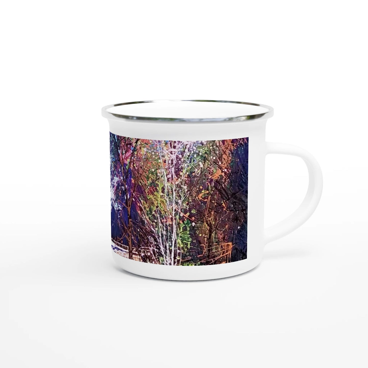 Road twist - White 12oz Enamel Mug - eduardgurevich