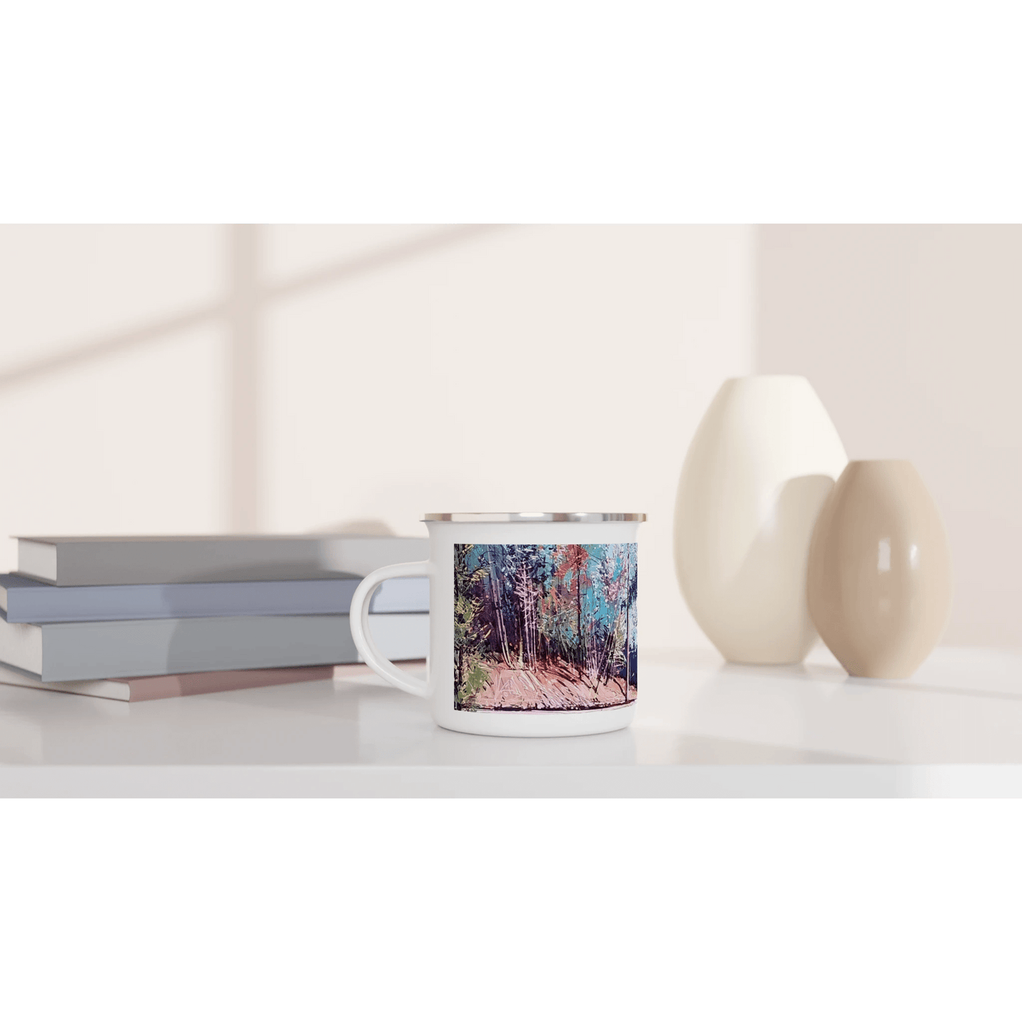 Road twist - White 12oz Enamel Mug - eduardgurevich