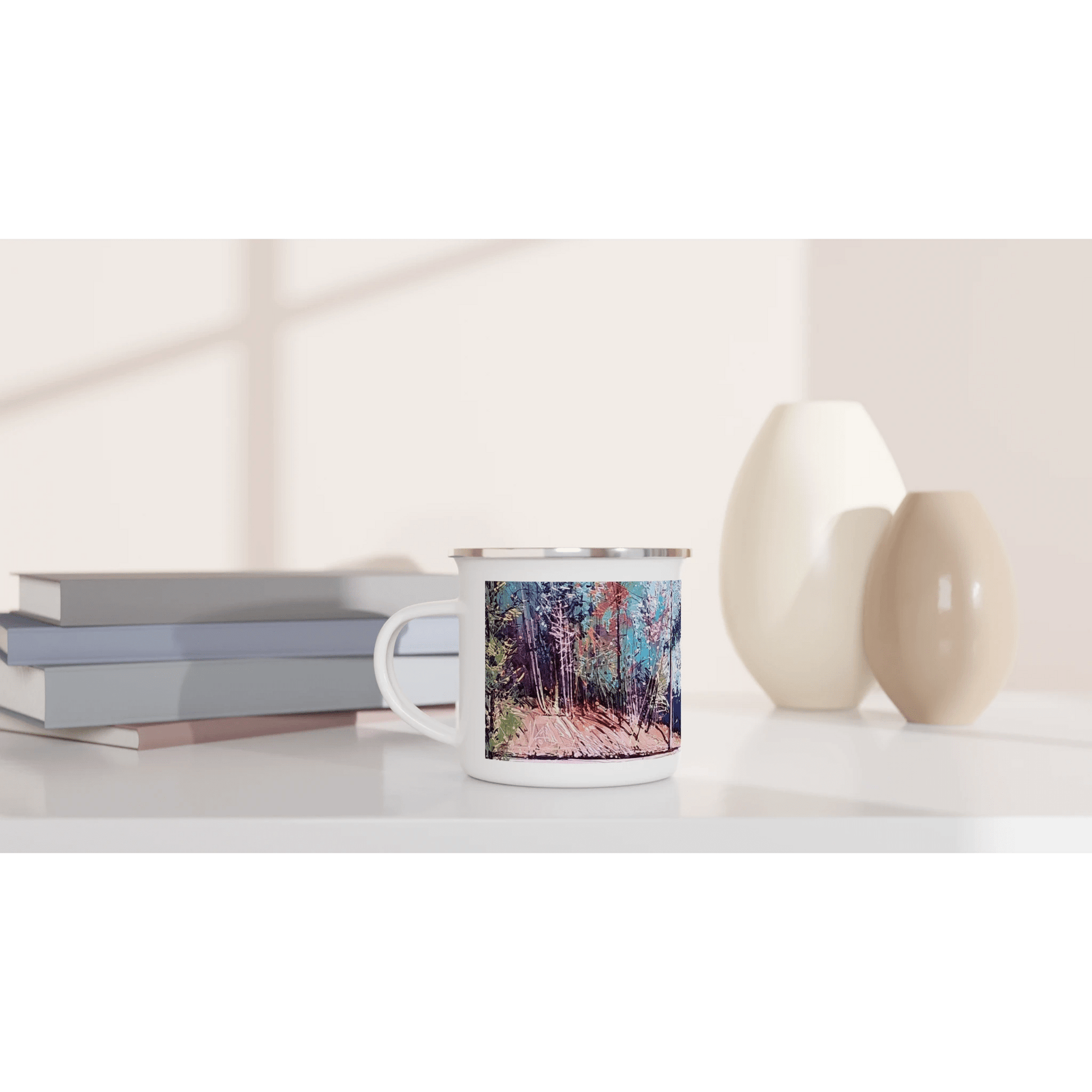 Road twist - White 12oz Enamel Mug - eduardgurevich