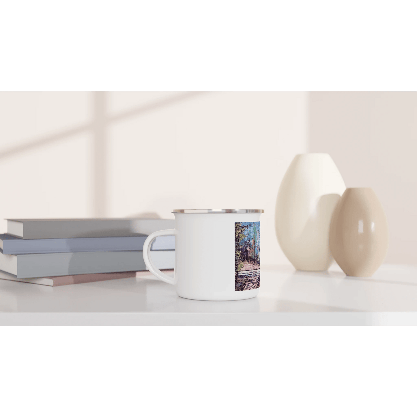 Road twist - White 12oz Enamel Mug - eduardgurevich