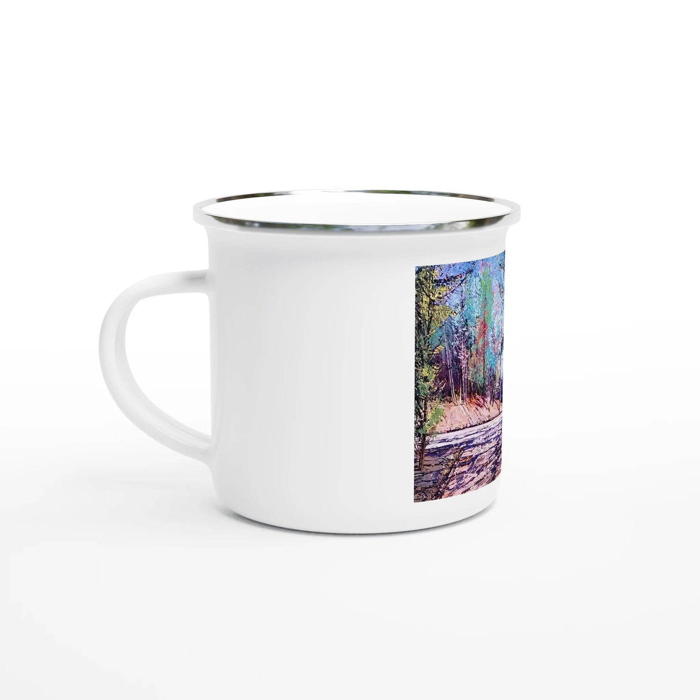 Road twist - White 12oz Enamel Mug - eduardgurevich