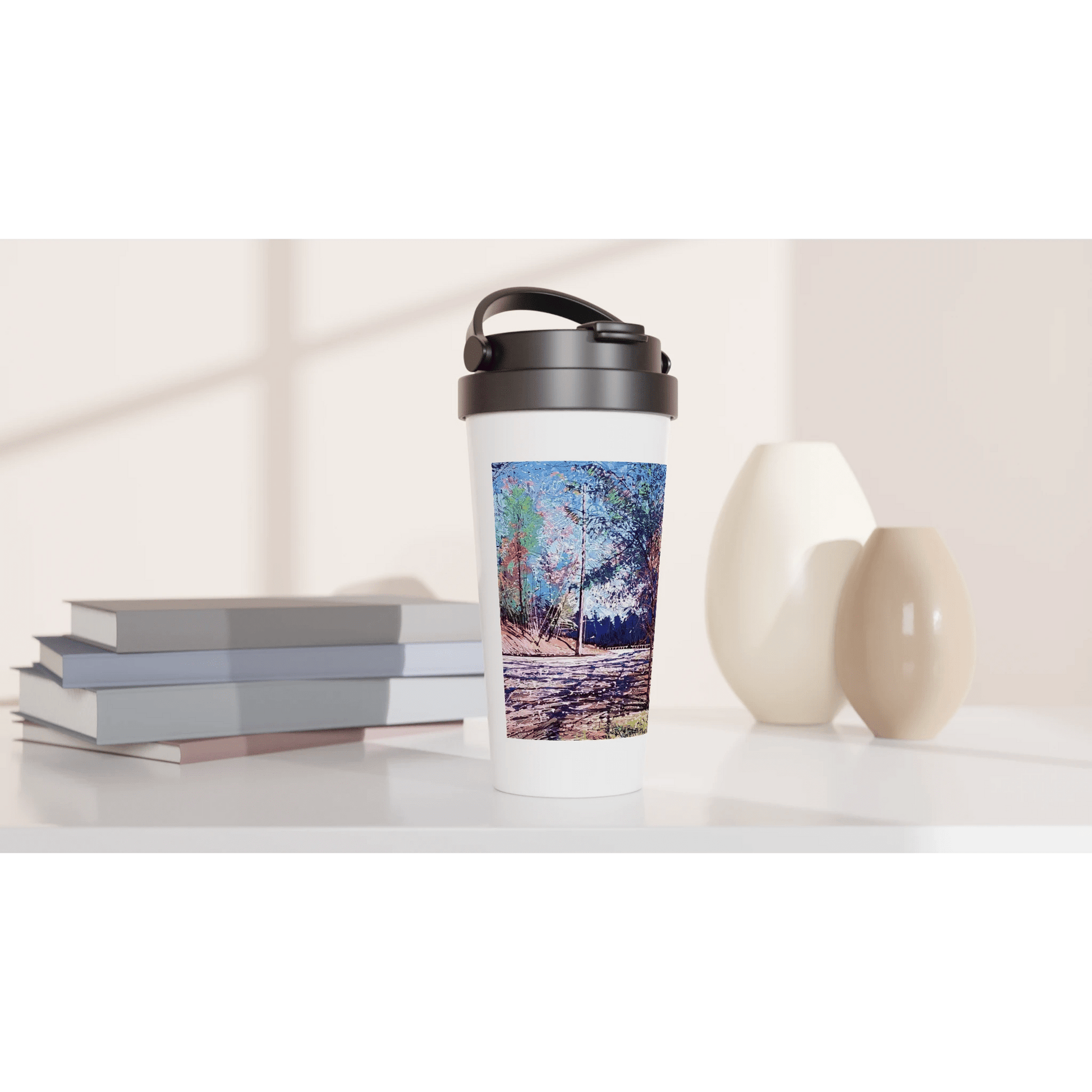 Road twist - White 15oz Stainless Steel Travel Mug - eduardgurevich
