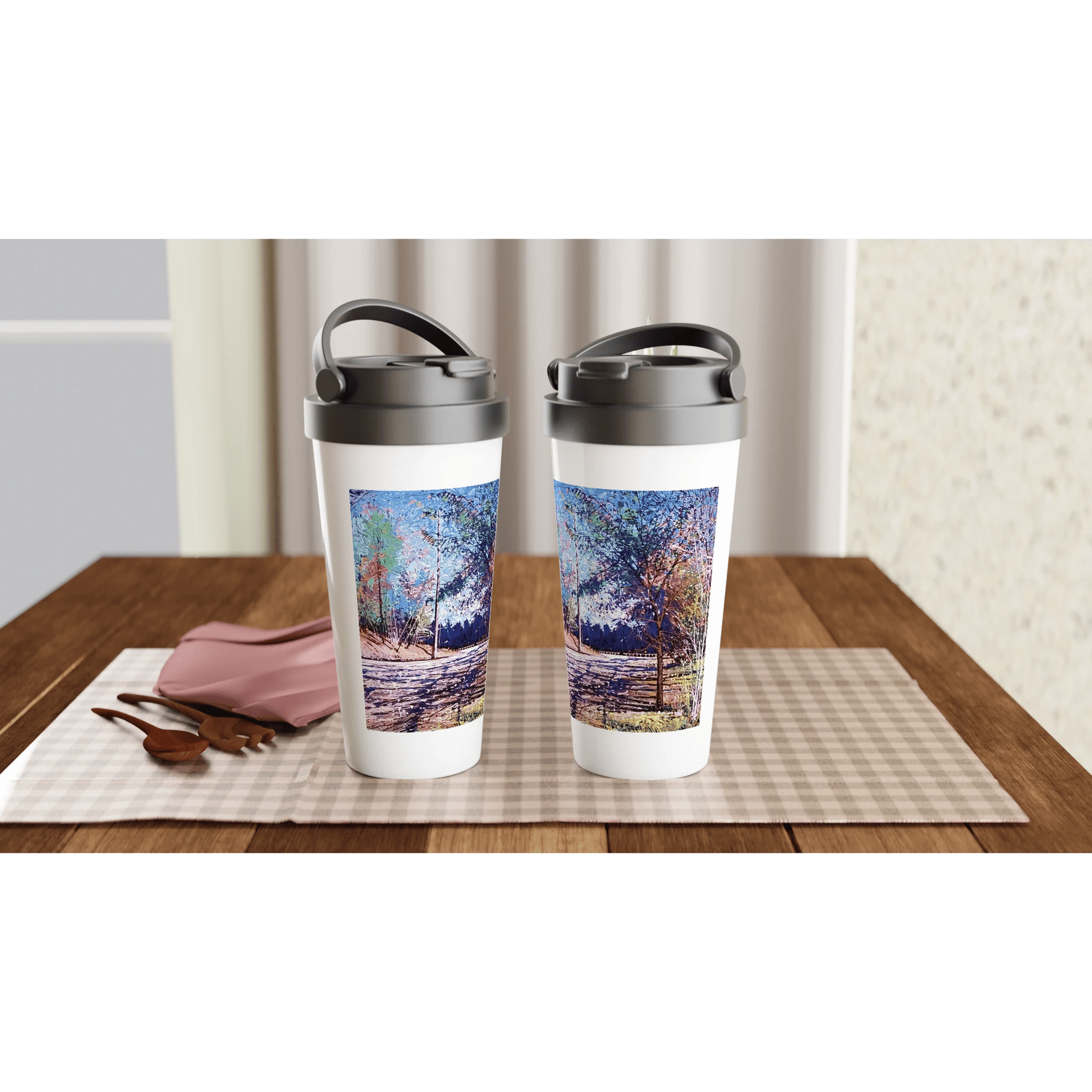 Road twist - White 15oz Stainless Steel Travel Mug - eduardgurevich