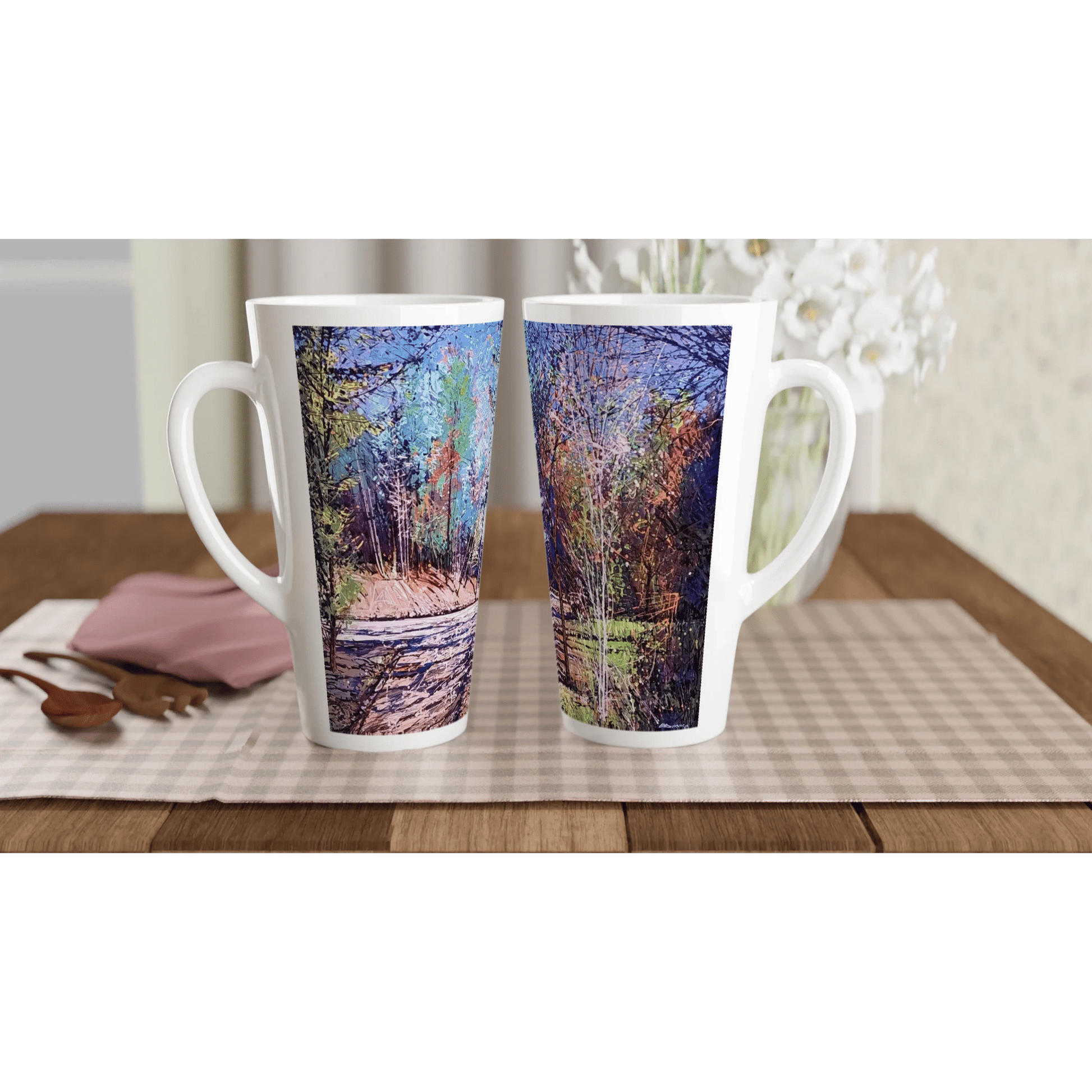Road twist - White Latte 17oz Ceramic Mug - eduardgurevich