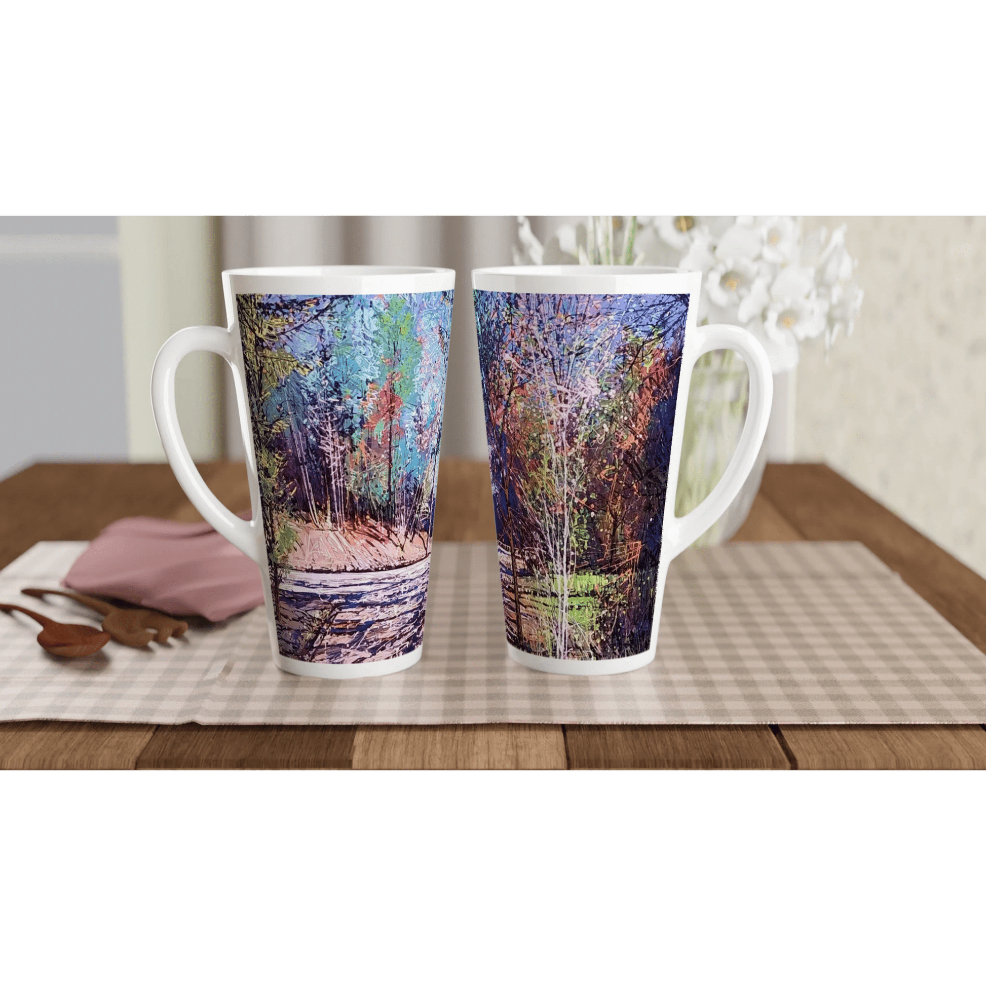 Road twist - White Latte 17oz Ceramic Mug - eduardgurevich